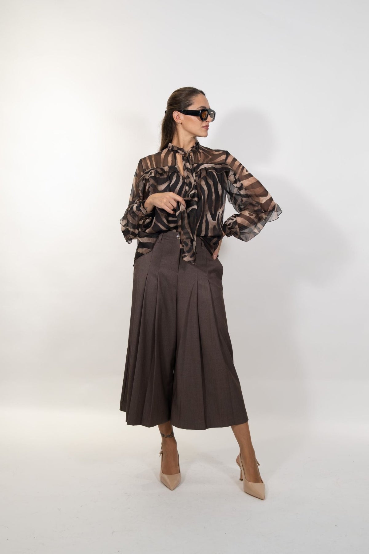 Gaudì - Pantalone ampio con piega e tasche - Donna - World Fashion