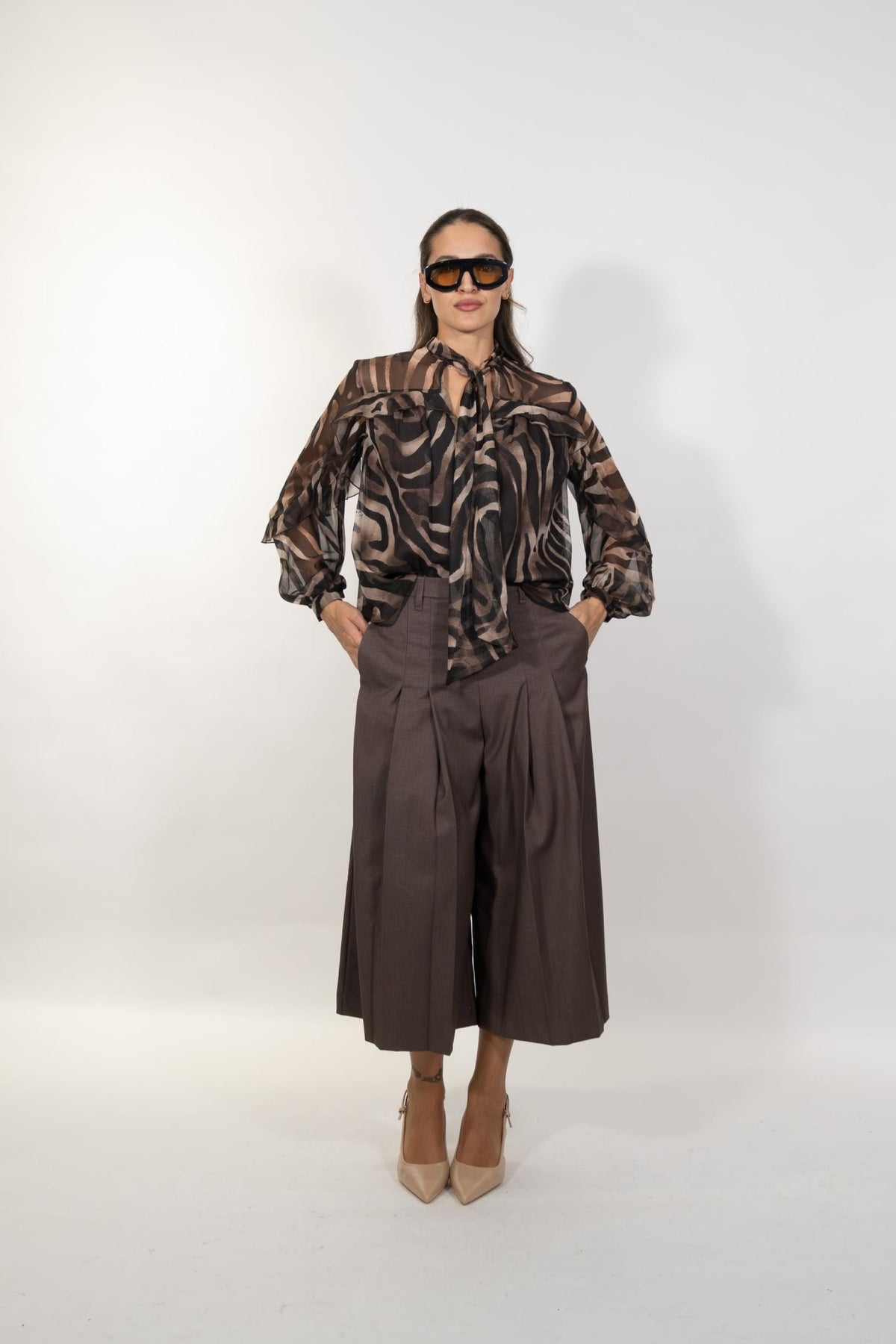 Gaudì - Pantalone ampio con piega e tasche - Donna - World Fashion