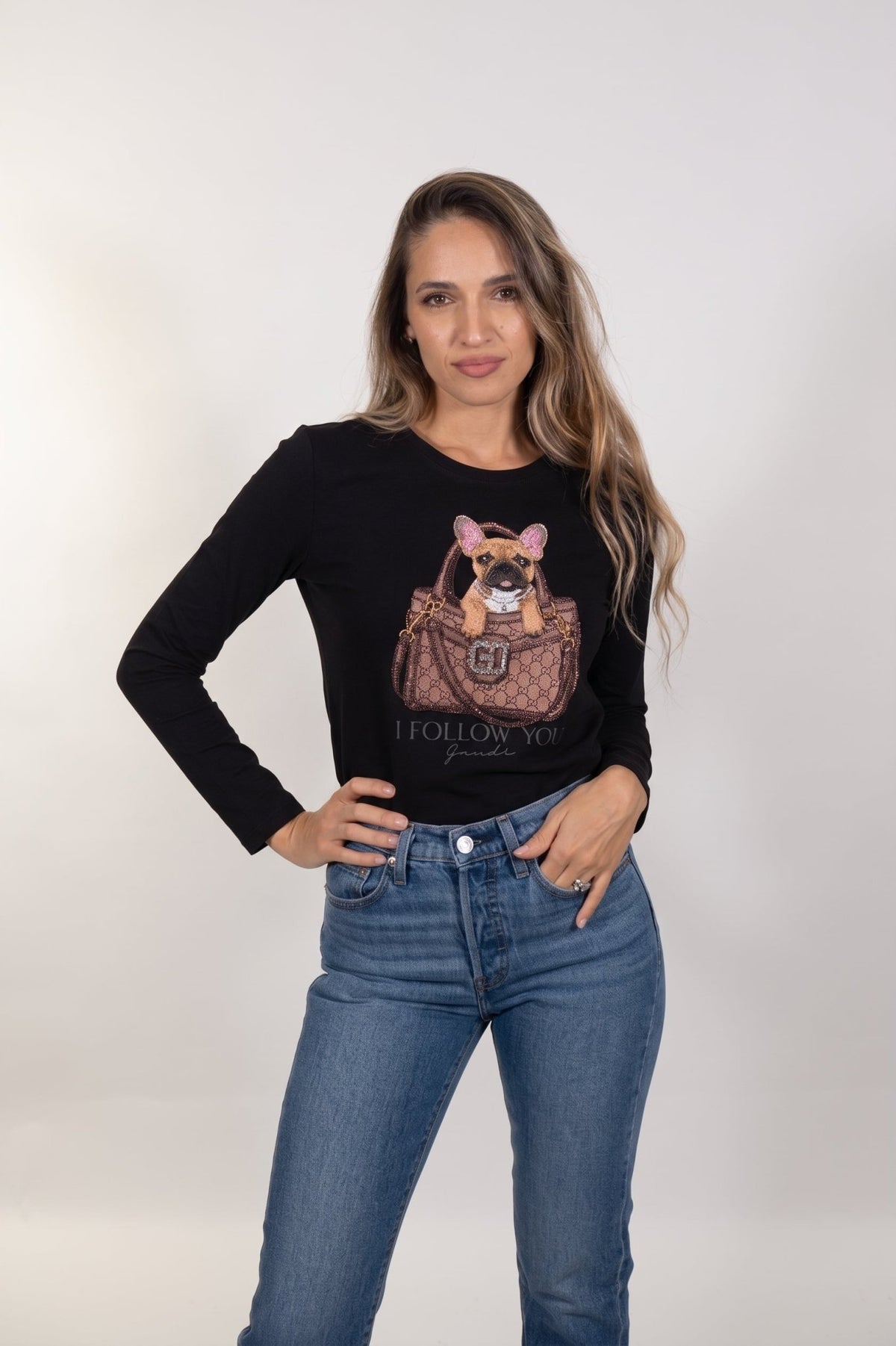 Gaudì - T-shirt in jersey con stampa e strass - Donna - World Fashion