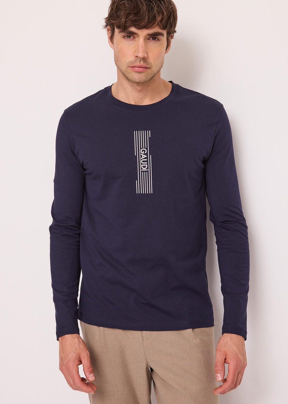 Gaudì - T-shirt maniche lunghe con logo verticale - Uomo - World Fashion
