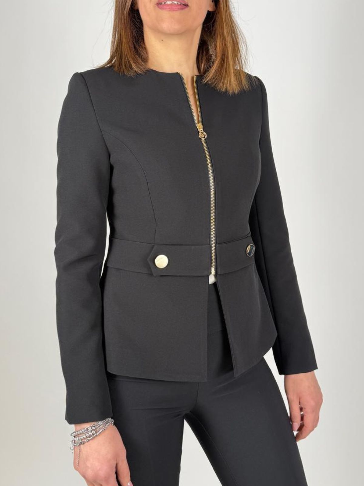 Giacca chanel con peplo e dettagli dorati Donna - Rinascimento - World Fashion