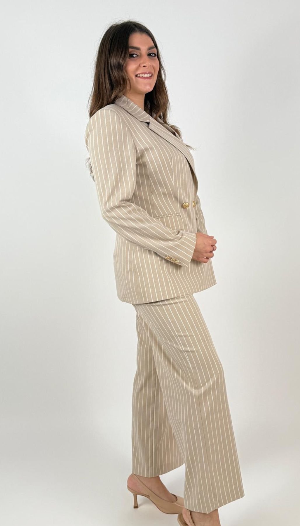 Giacca Doppiopetto in tessuto gessato Donna - Yes Zee - World Fashion