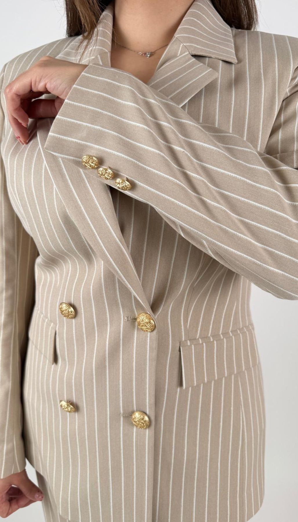 Giacca Doppiopetto in tessuto gessato Donna - Yes Zee - World Fashion