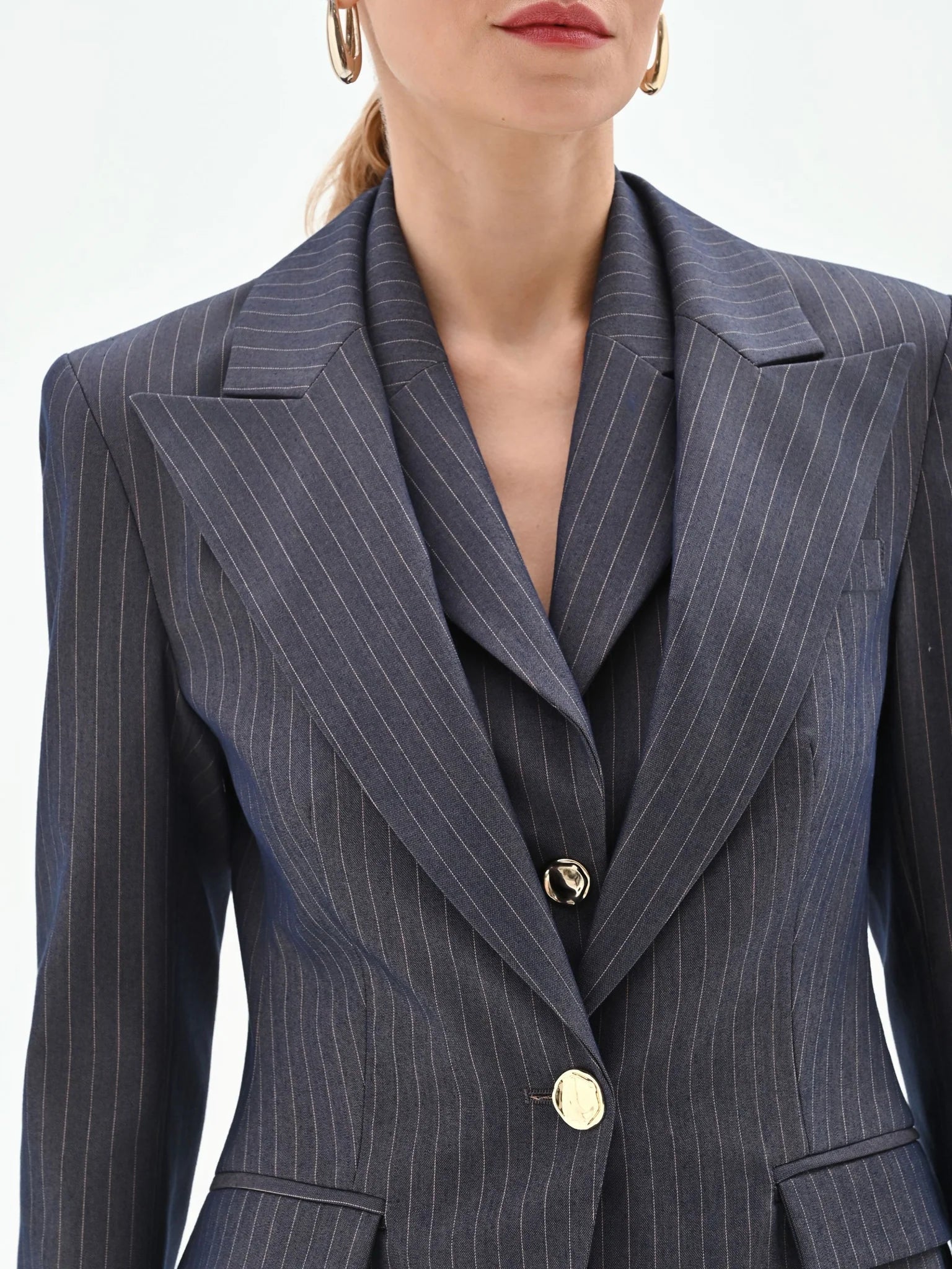 Giacca Gessata Con Bottone Gioiello Donna - Rinascimento - World Fashion