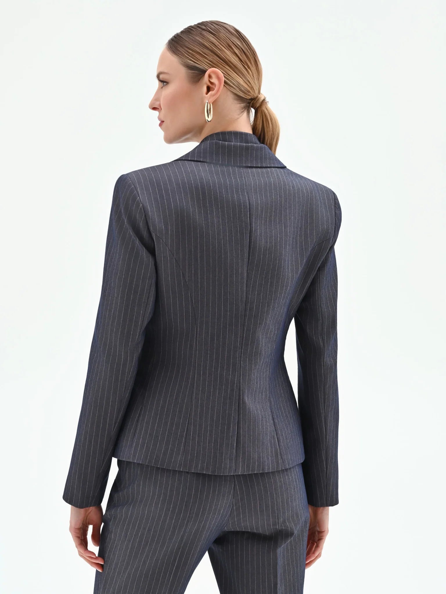 Giacca Gessata Con Bottone Gioiello Donna - Rinascimento - World Fashion