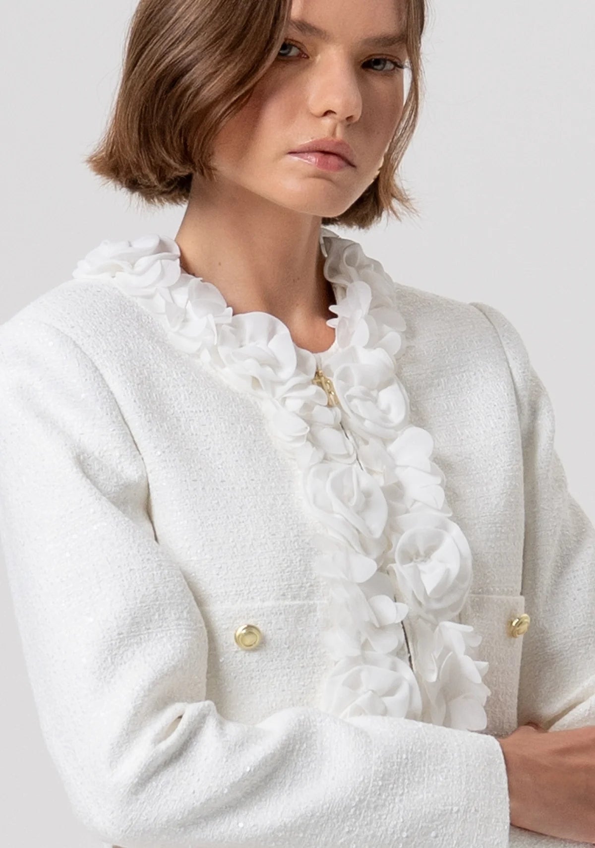 Giacca regular corta in tweed Donna - Fracomina - World Fashion