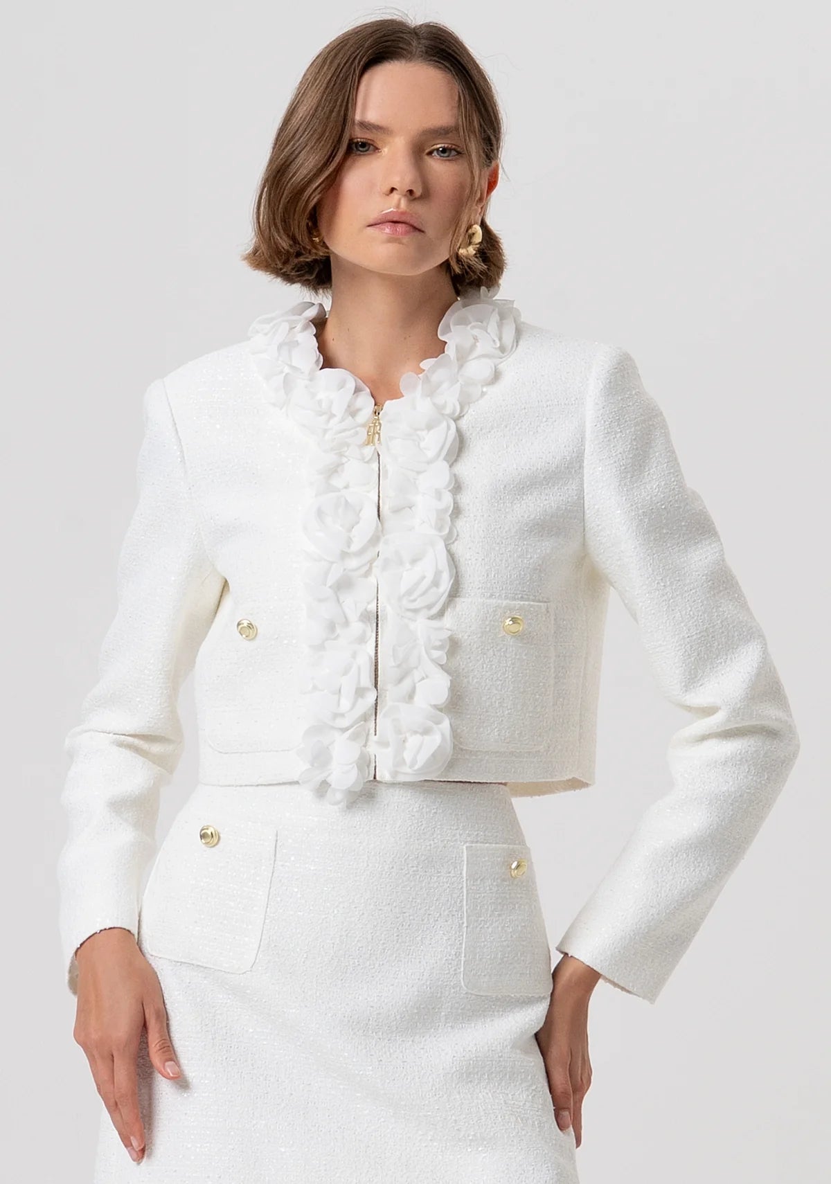 Giacca regular corta in tweed Donna - Fracomina - World Fashion