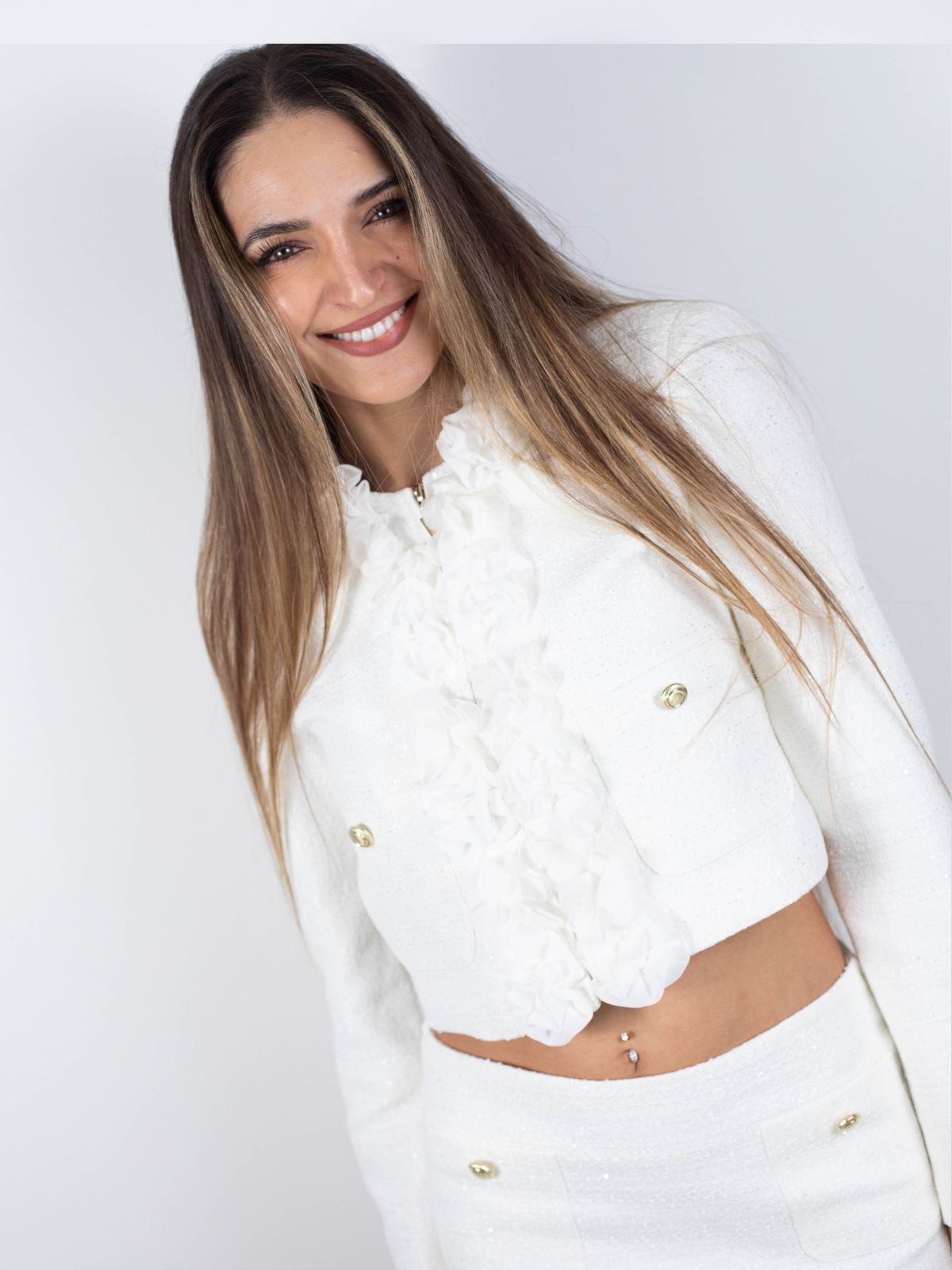 Giacca regular corta in tweed Donna - Fracomina - World Fashion