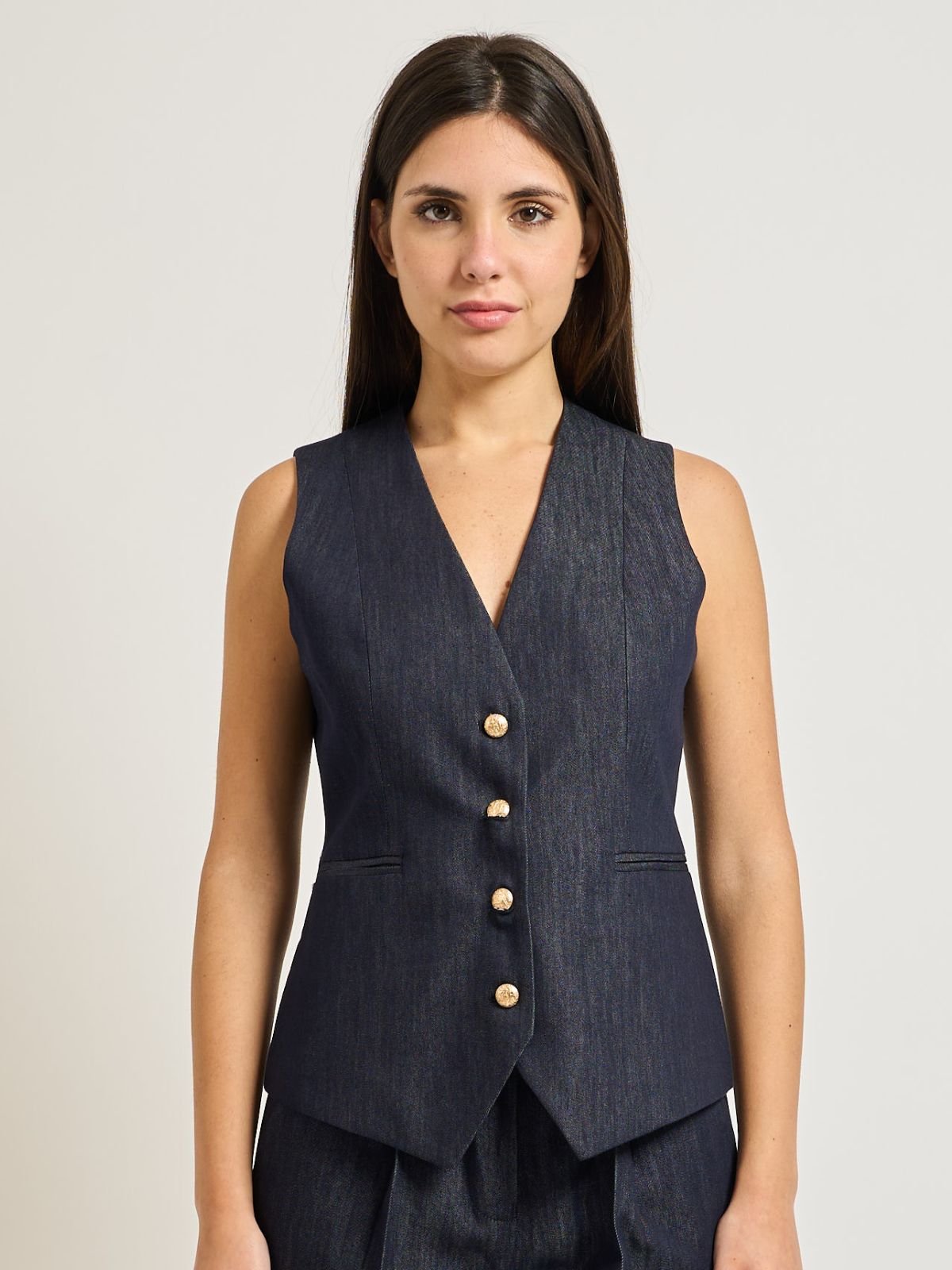 Gilet 4 bottoni e ampia scollatura Donna - Yes Zee - World Fashion