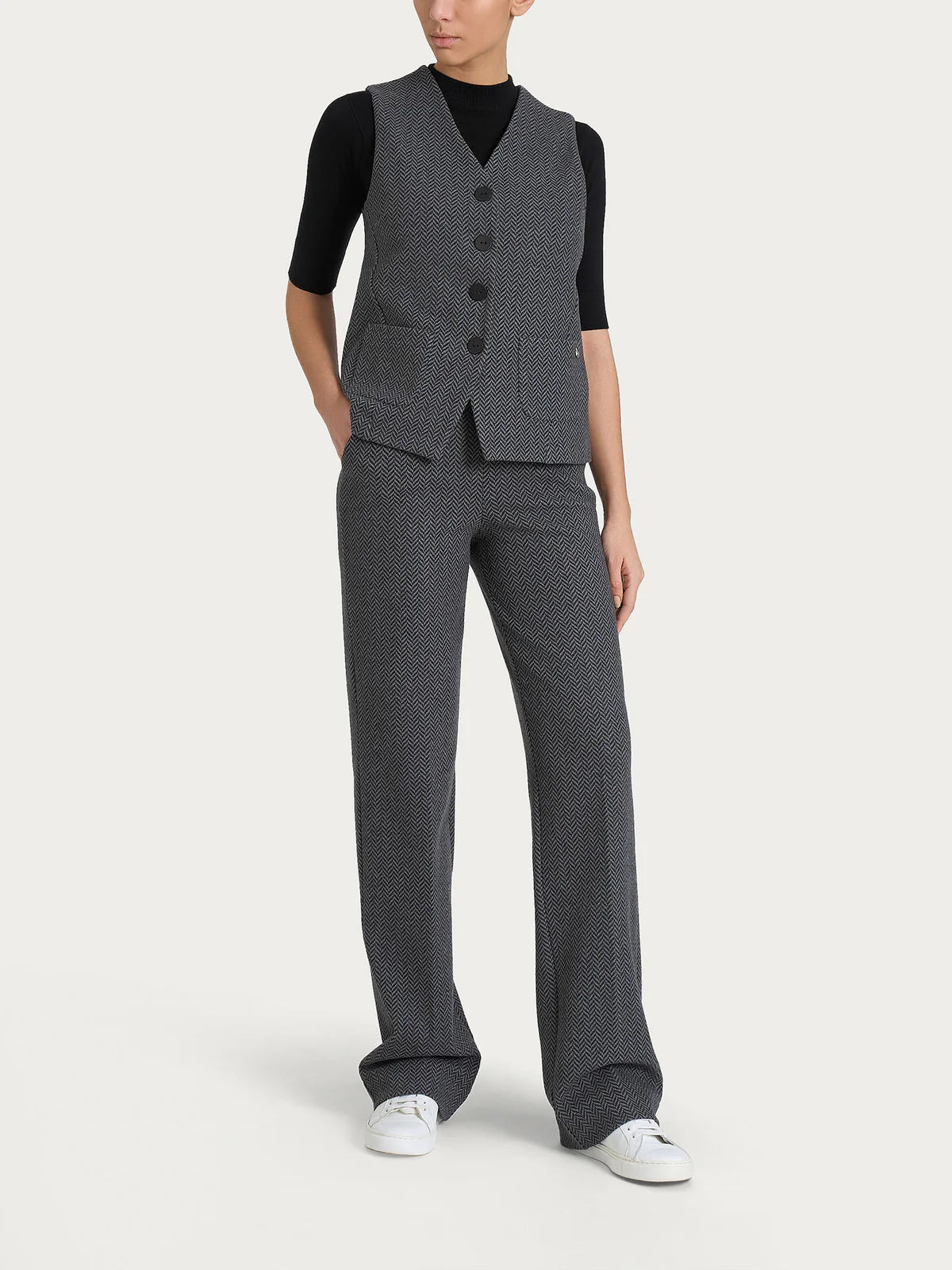 Gilet con quattro bottoni in Eco Jacquard Donna - RAGNO - DR38GL - World Fashion