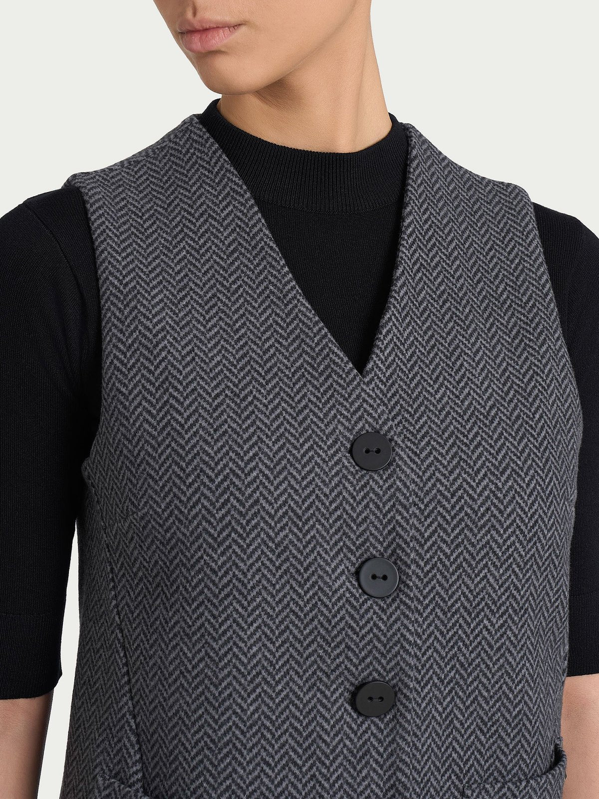 Gilet con quattro bottoni in Eco Jacquard Donna - RAGNO - DR38GL - World Fashion