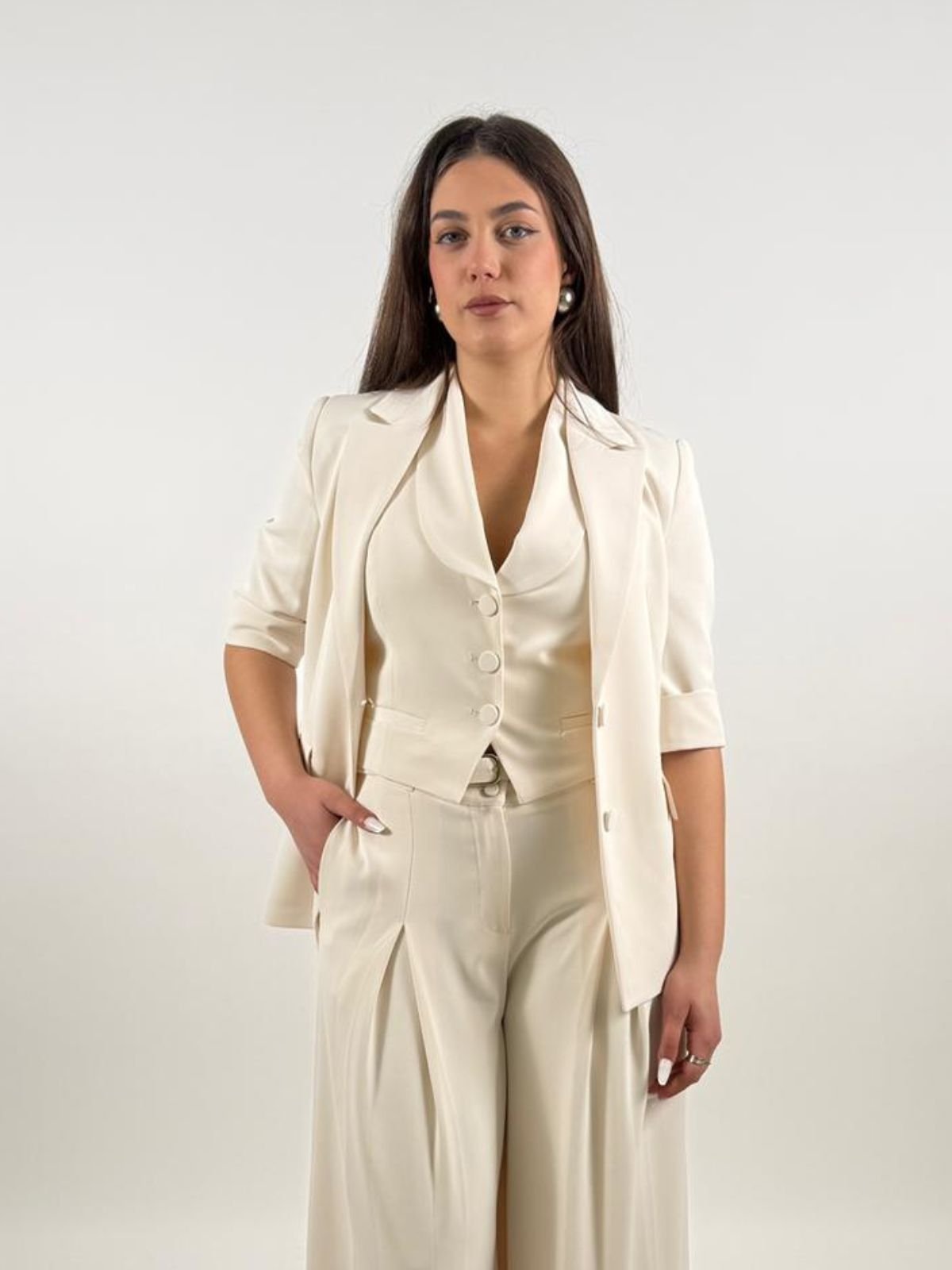 Gilet con rever e bottoni rivestiti Donna - Imperial - World Fashion