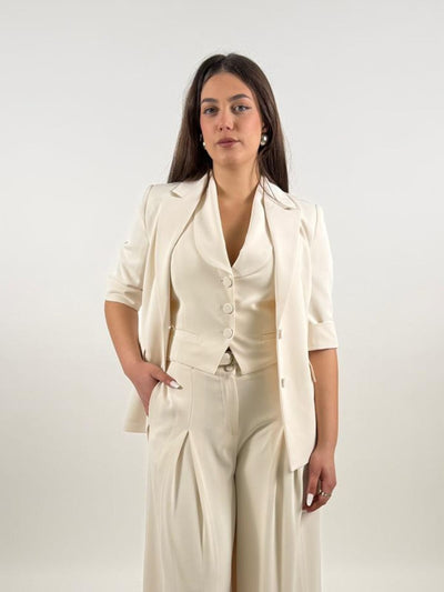Imperial - Gilet con rever e bottoni rivestiti - Donna