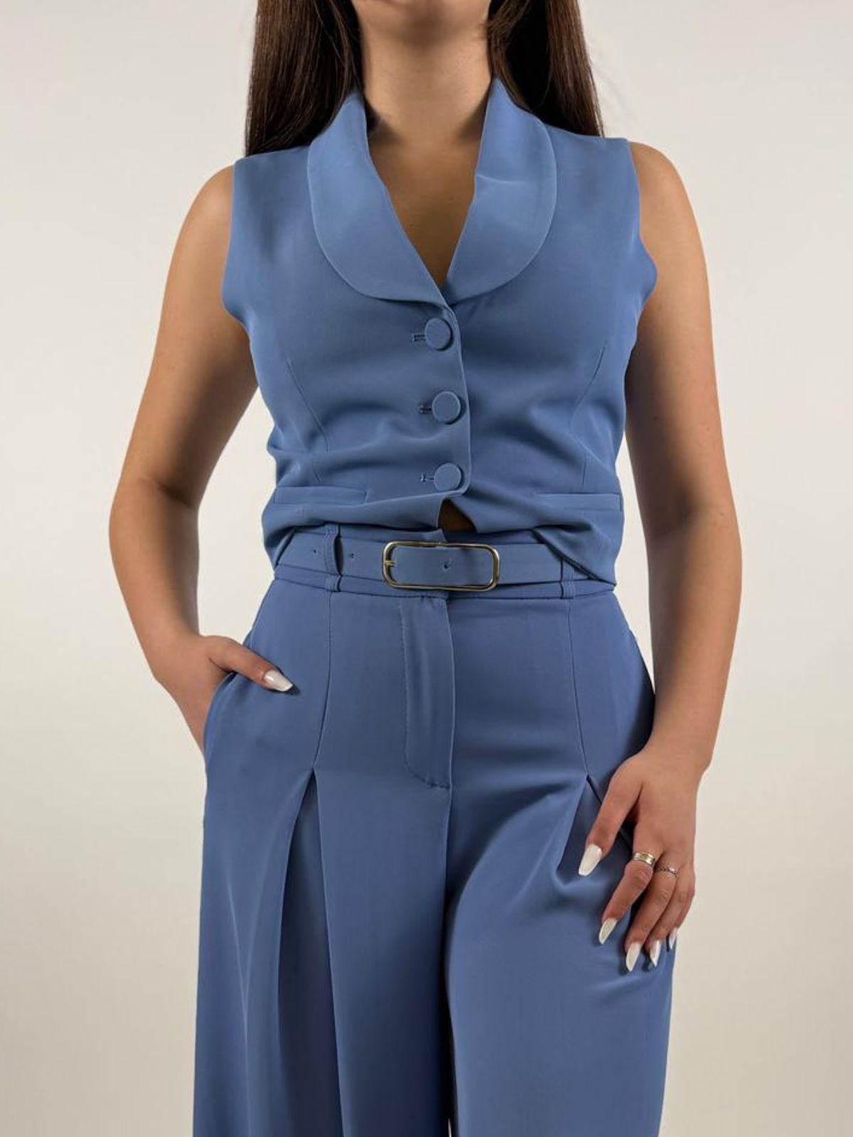 Gilet con rever e bottoni rivestiti Donna - Imperial - World Fashion