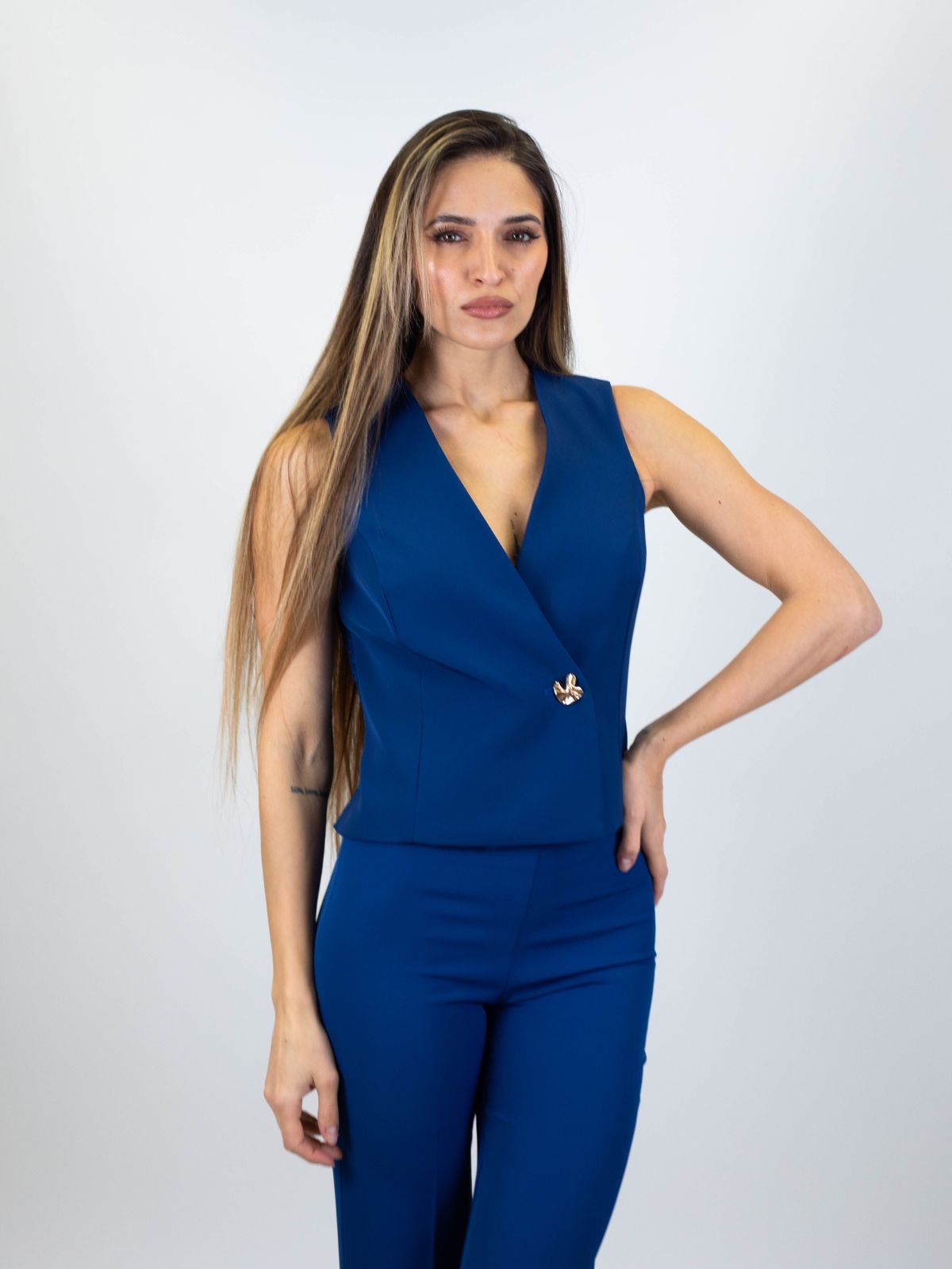 Gilet in tessuto fluido mano crepe e pizzo Donna - Rinascimento - World Fashion
