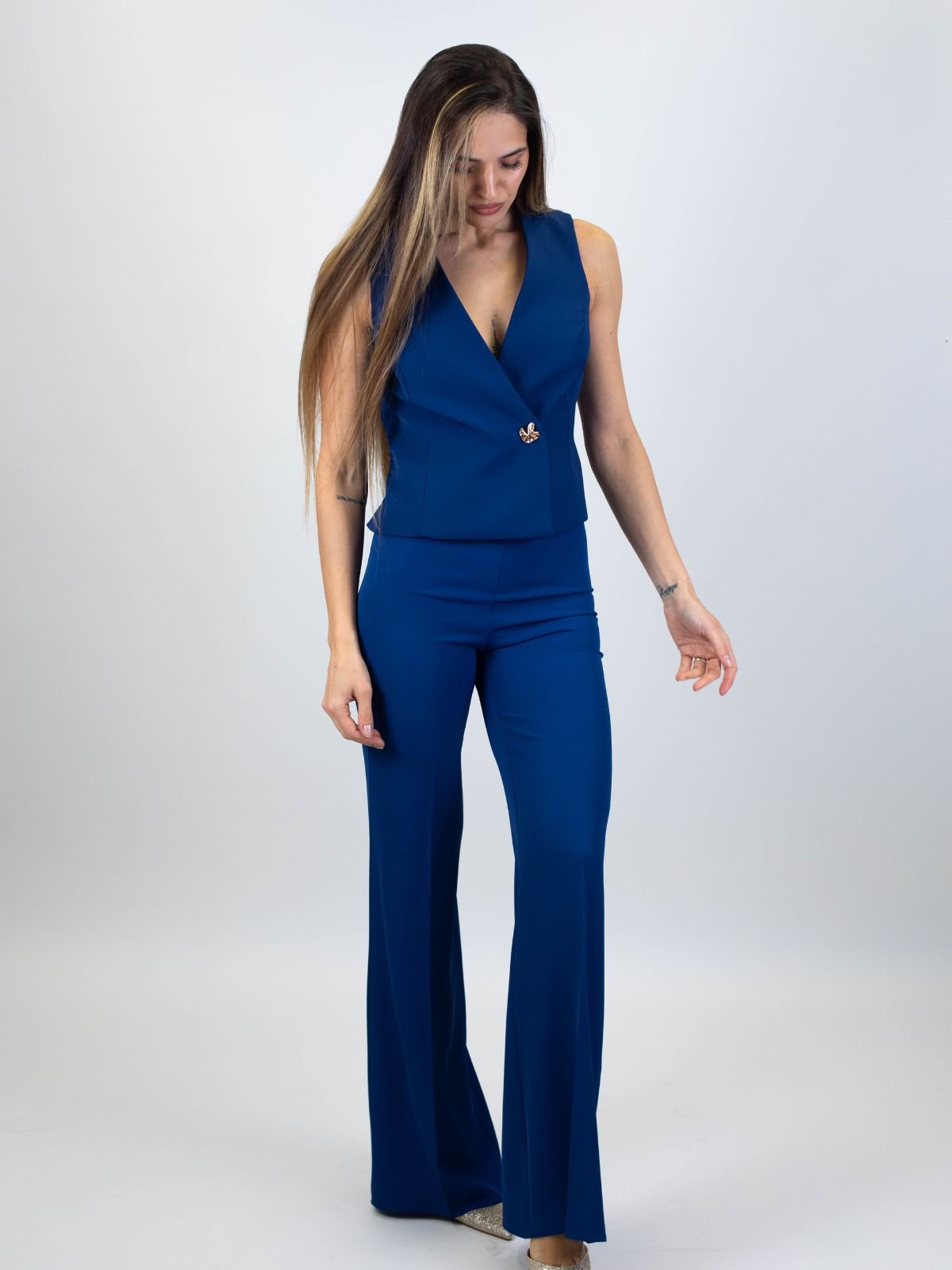 Gilet in tessuto fluido mano crepe e pizzo Donna - Rinascimento - World Fashion
