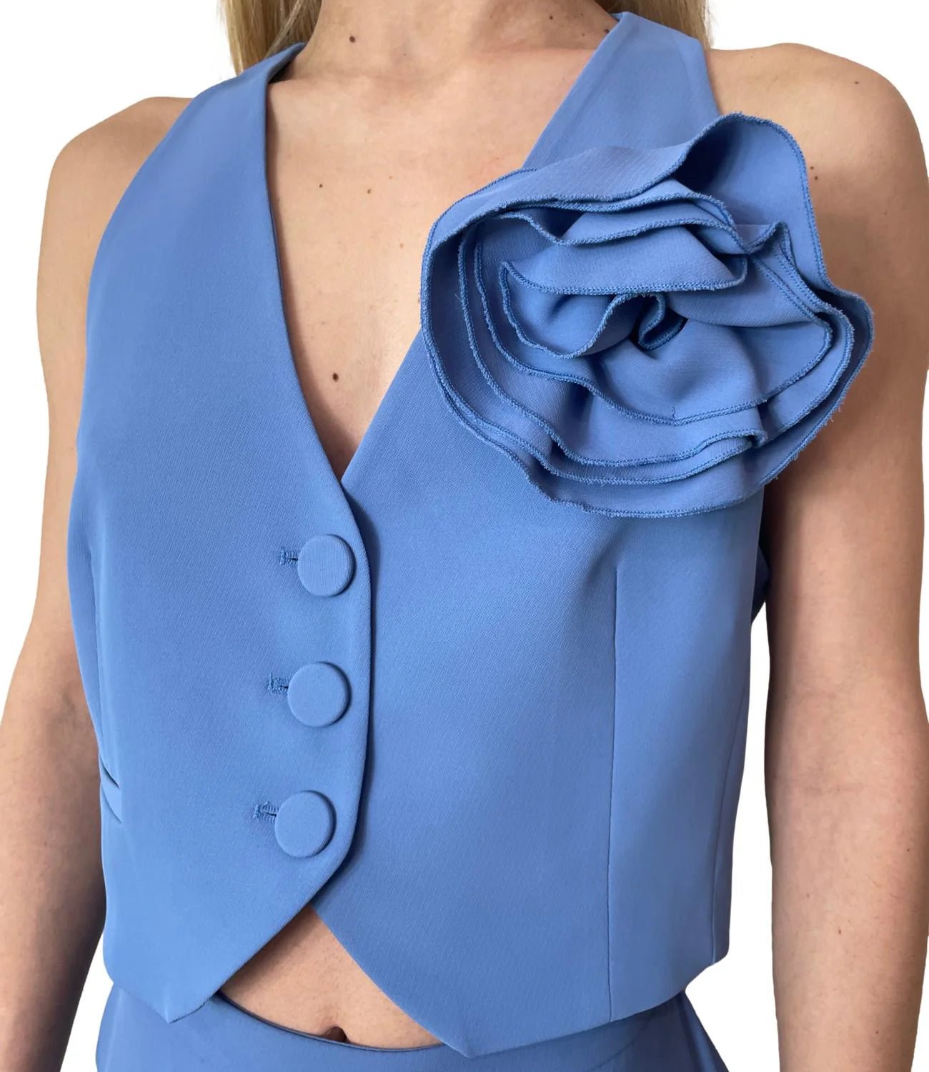 Gilet monopetto con fiore decorativo applicato Donna - Imperial - World Fashion