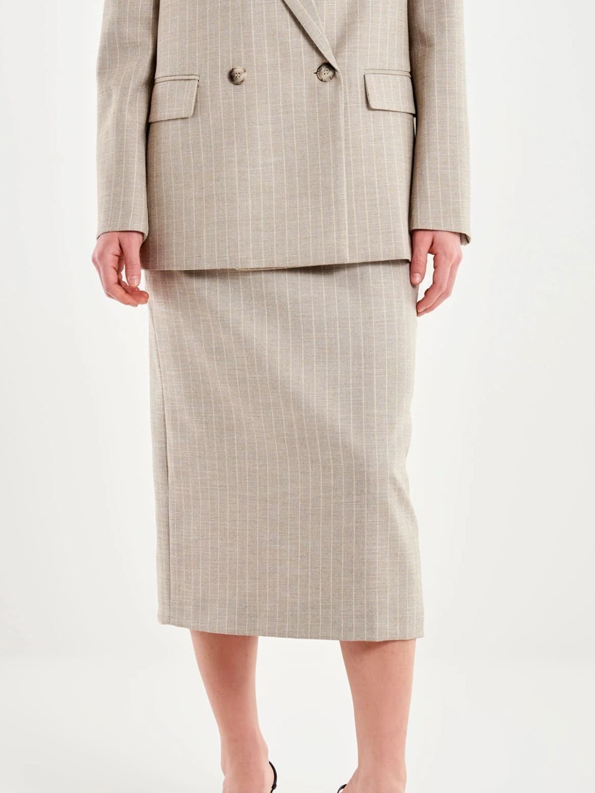 Gonna longuette con spacco gessata Donna - Vicolo - World Fashion
