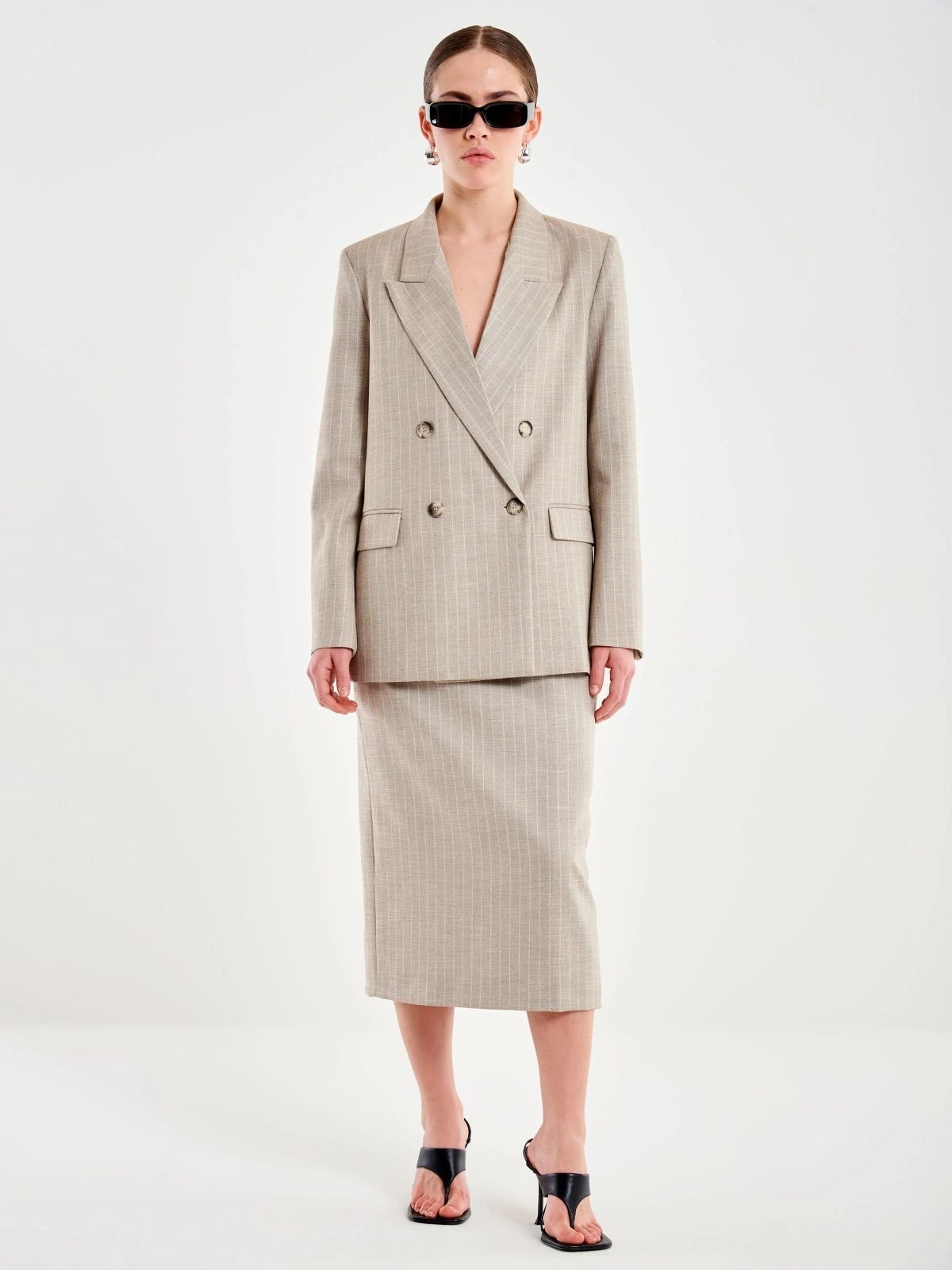 Gonna longuette con spacco gessata Donna - Vicolo - World Fashion