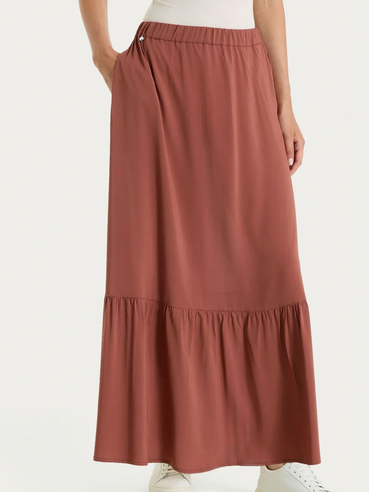 Gonna lunga a balze in Voile Stretch Donna - Ragno - World Fashion