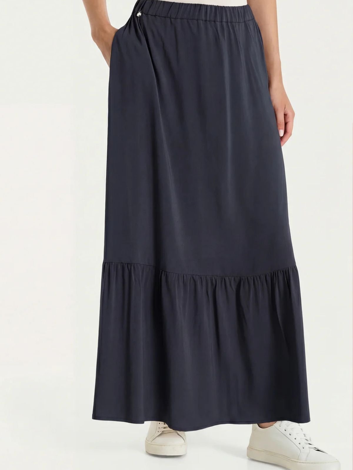 Gonna lunga a balze in Voile Stretch Donna - Ragno - World Fashion