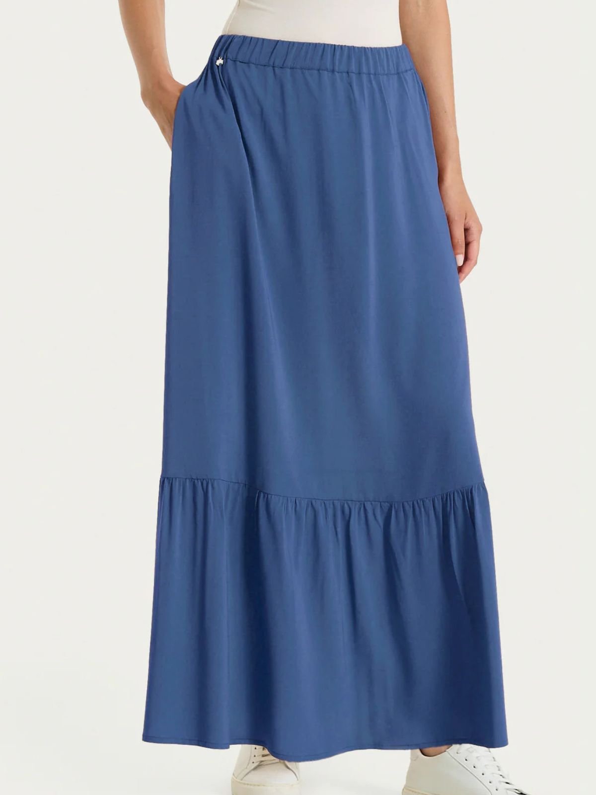 Gonna lunga a balze in Voile Stretch Donna - Ragno - World Fashion