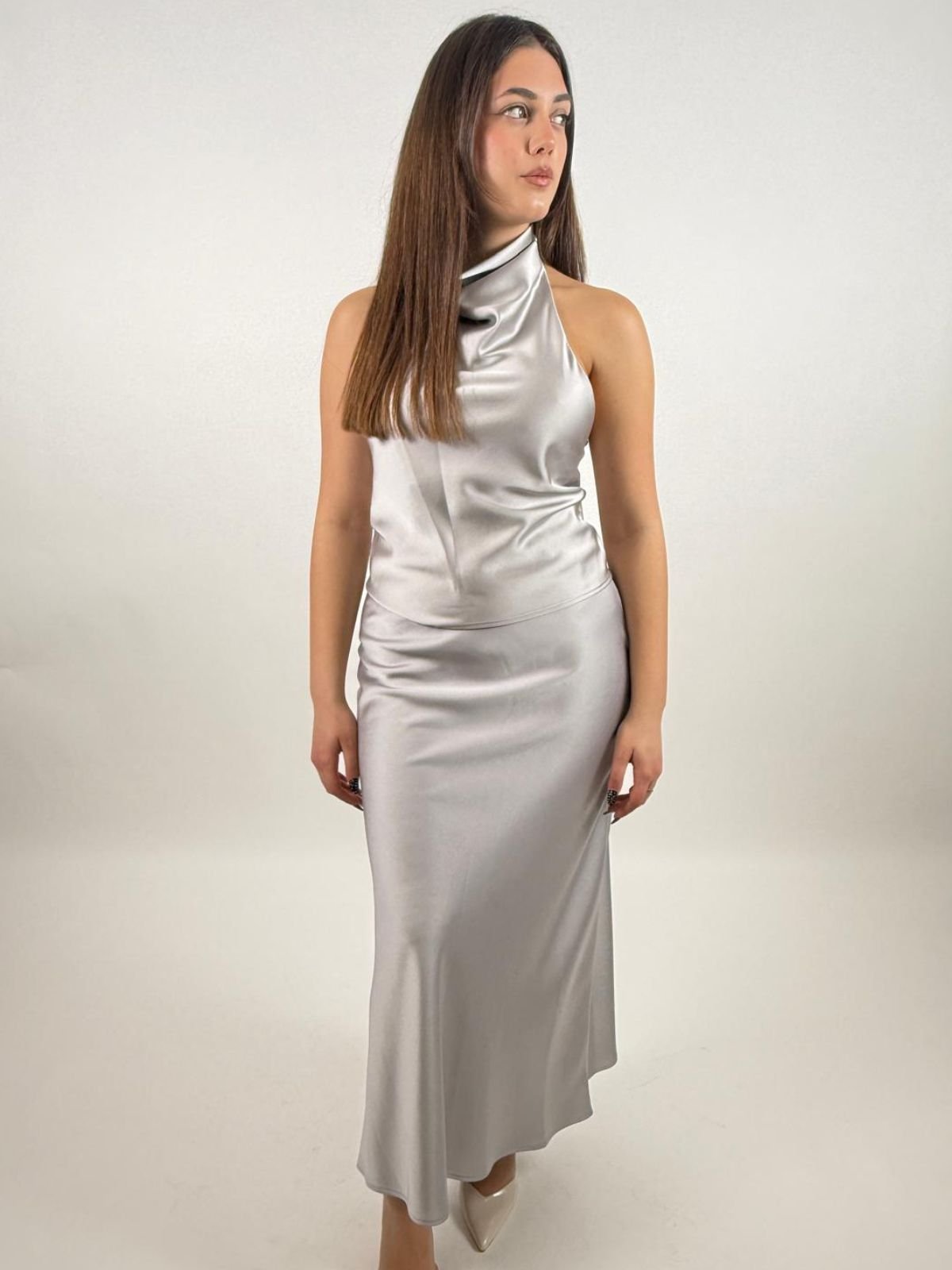 Gonna lunga svasata tinta unita vita alta Donna - Imperial - World Fashion