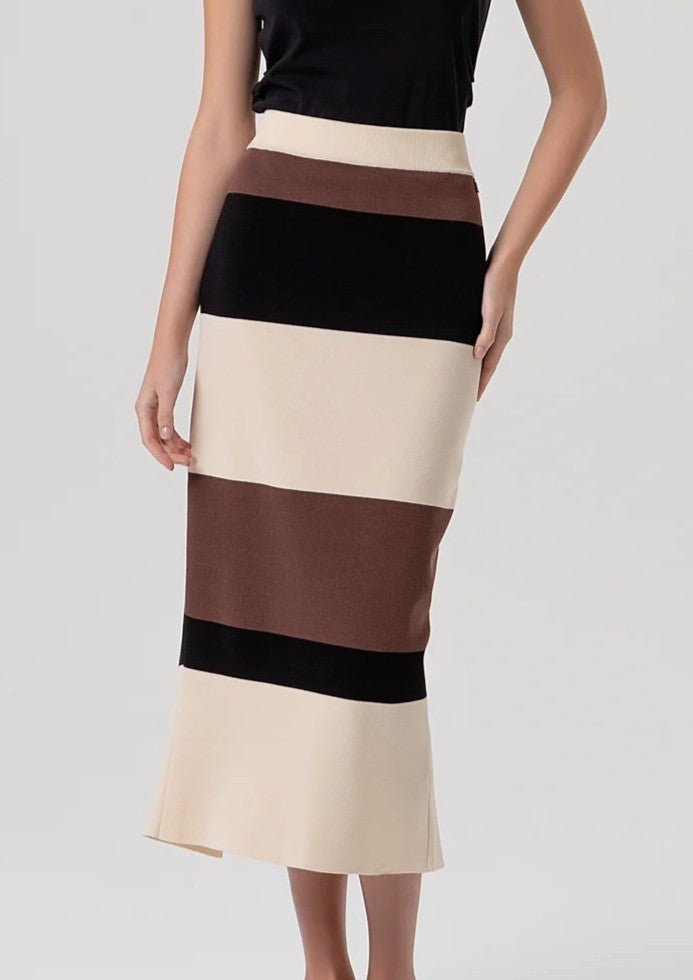 Gonna slim midi in maglia a righe Donna - Fracomina - World Fashion