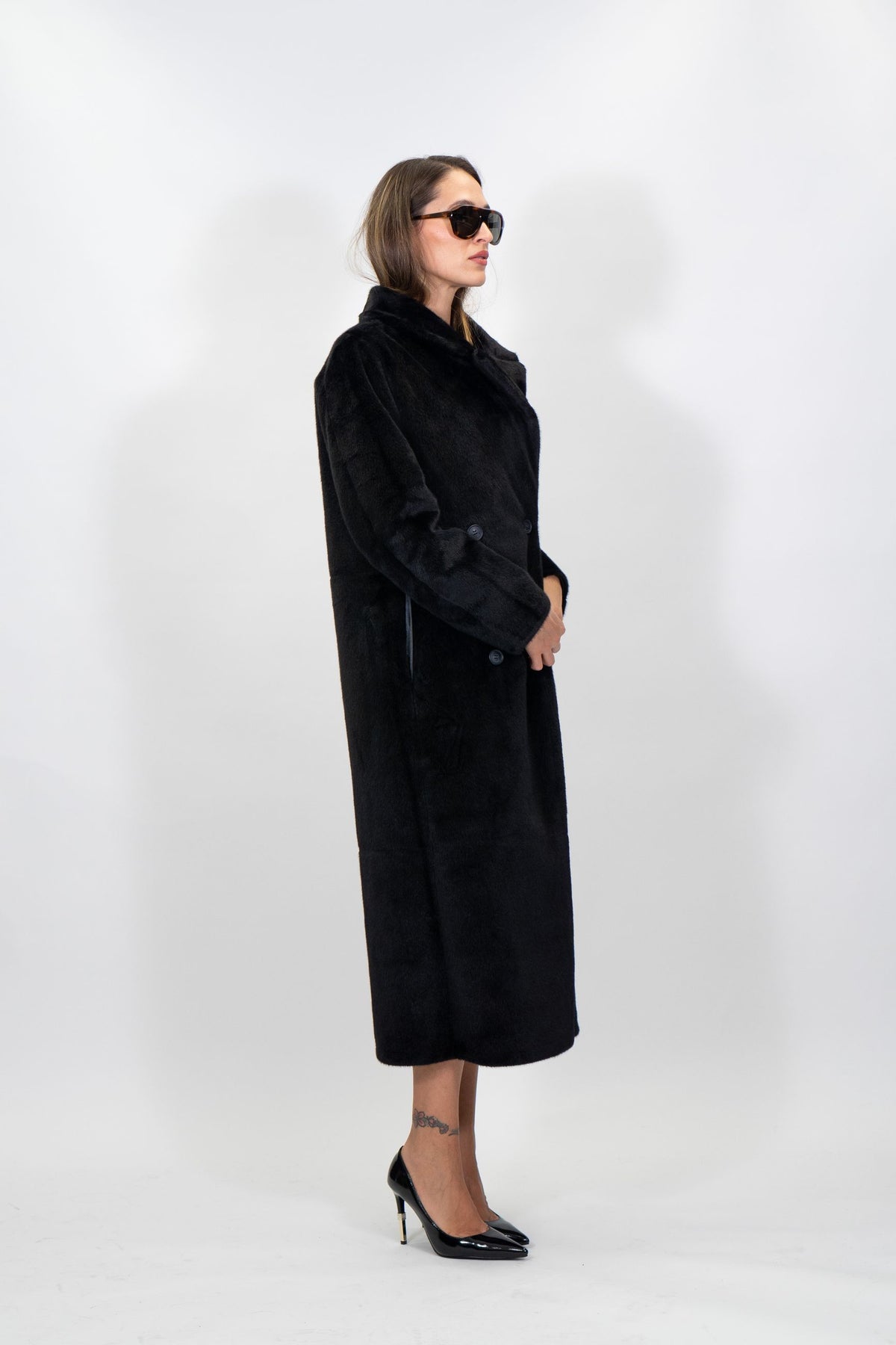 Yes Zee - Cappotto in ecopelle ed ecopelliccia reversibile - Donna