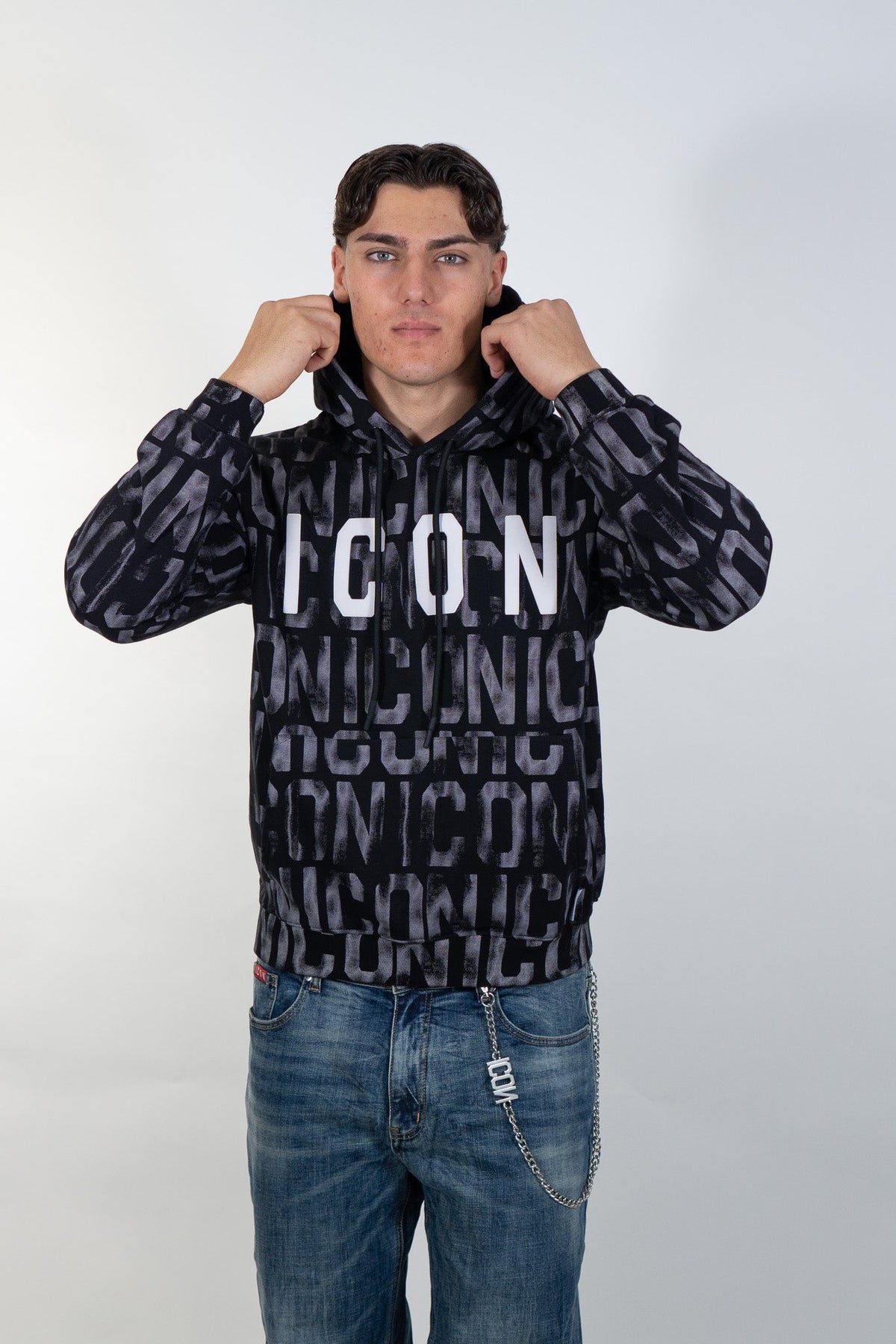 Icon - Felpa Cappuccio Maxi Logged - Uomo - World Fashion
