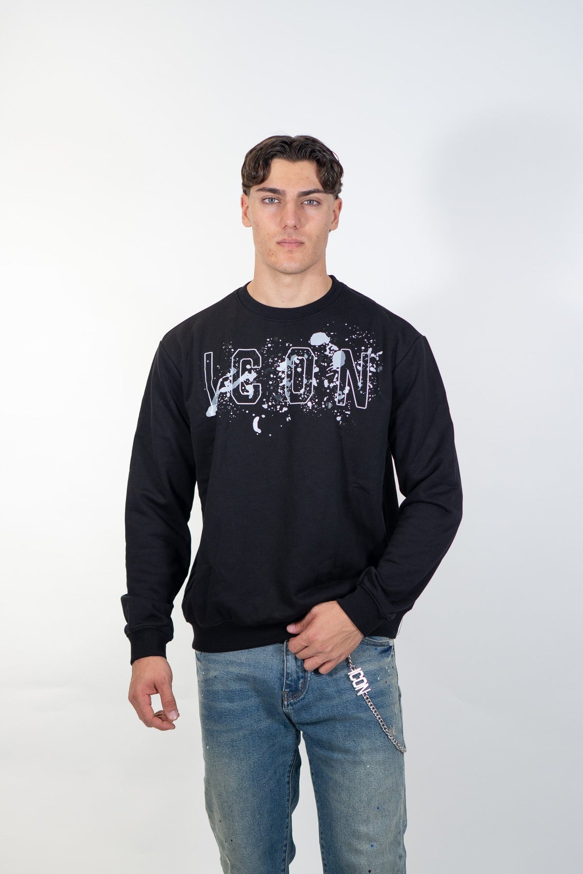 Icon - Felpa Girocollo C/Logo Splash Orizzontale - Uomo - World Fashion