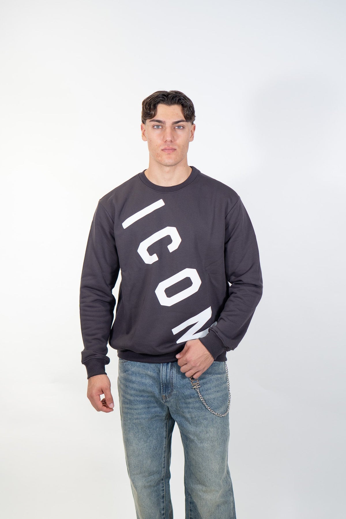 Icon - Felpa Girocollo Logo Trasversale - Uomo - World Fashion