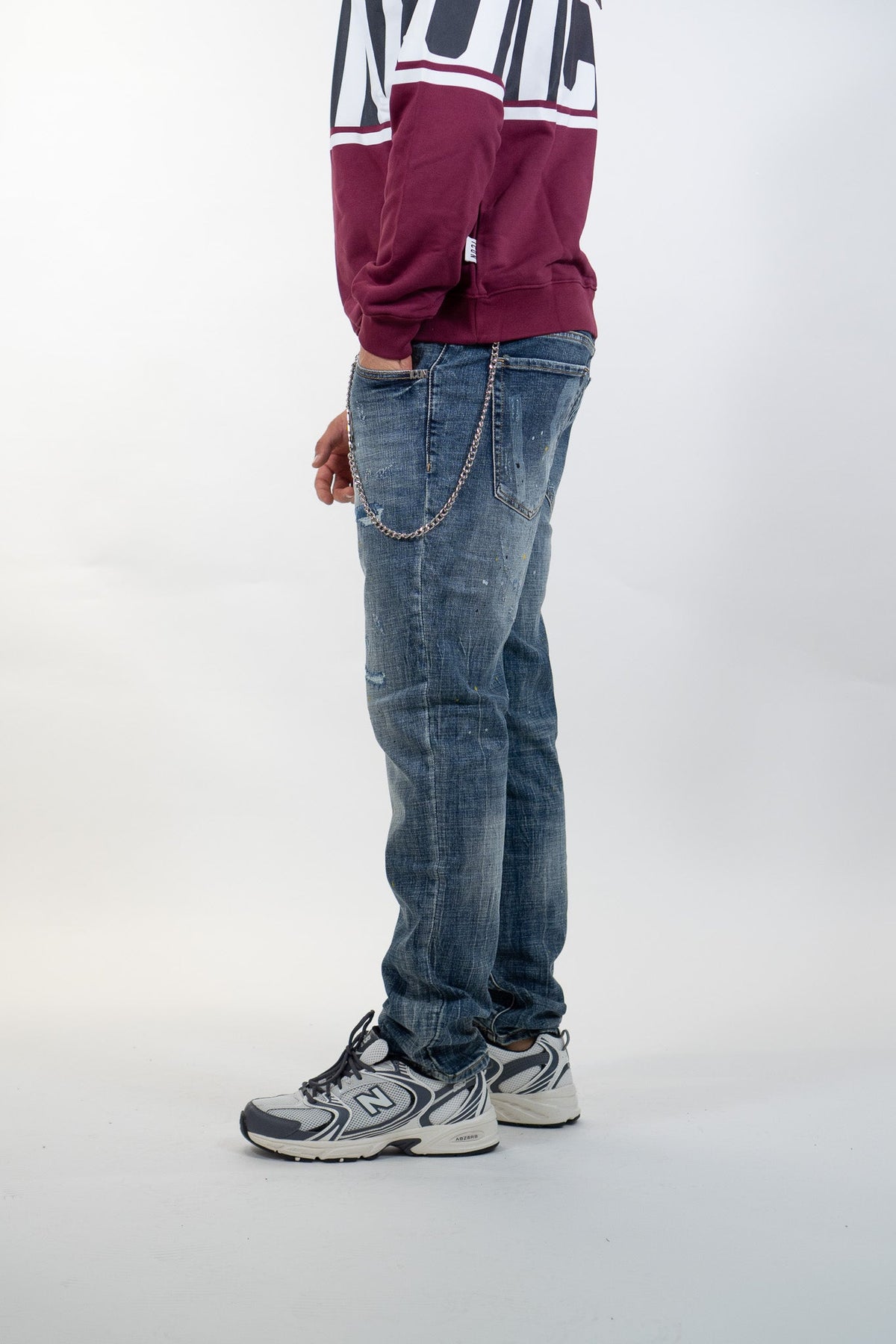 Icon - Jeans slim fit con schizzi - Uomo - World Fashion