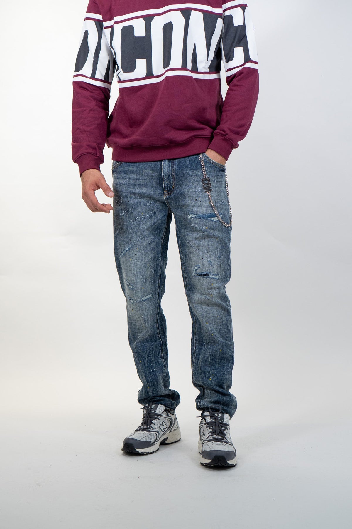 Icon - Jeans slim fit con schizzi - Uomo - World Fashion