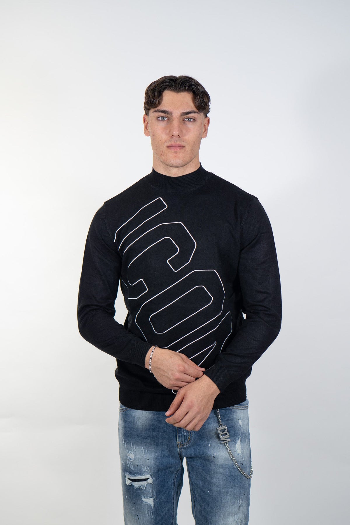 Icon - Maglia con ricamo trasversale - Uomo - World Fashion