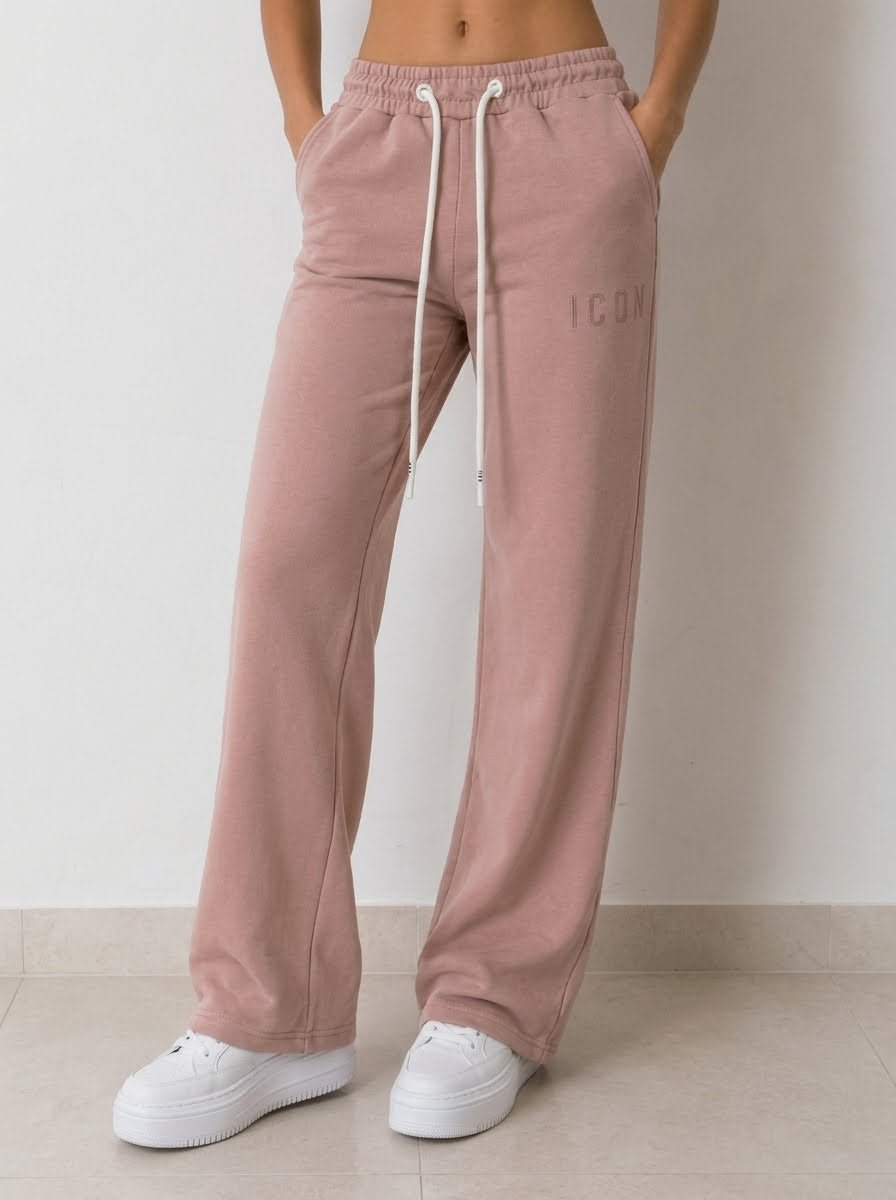 Icon - Pantalone Gamba Larga Logo Strass - Donna - World Fashion