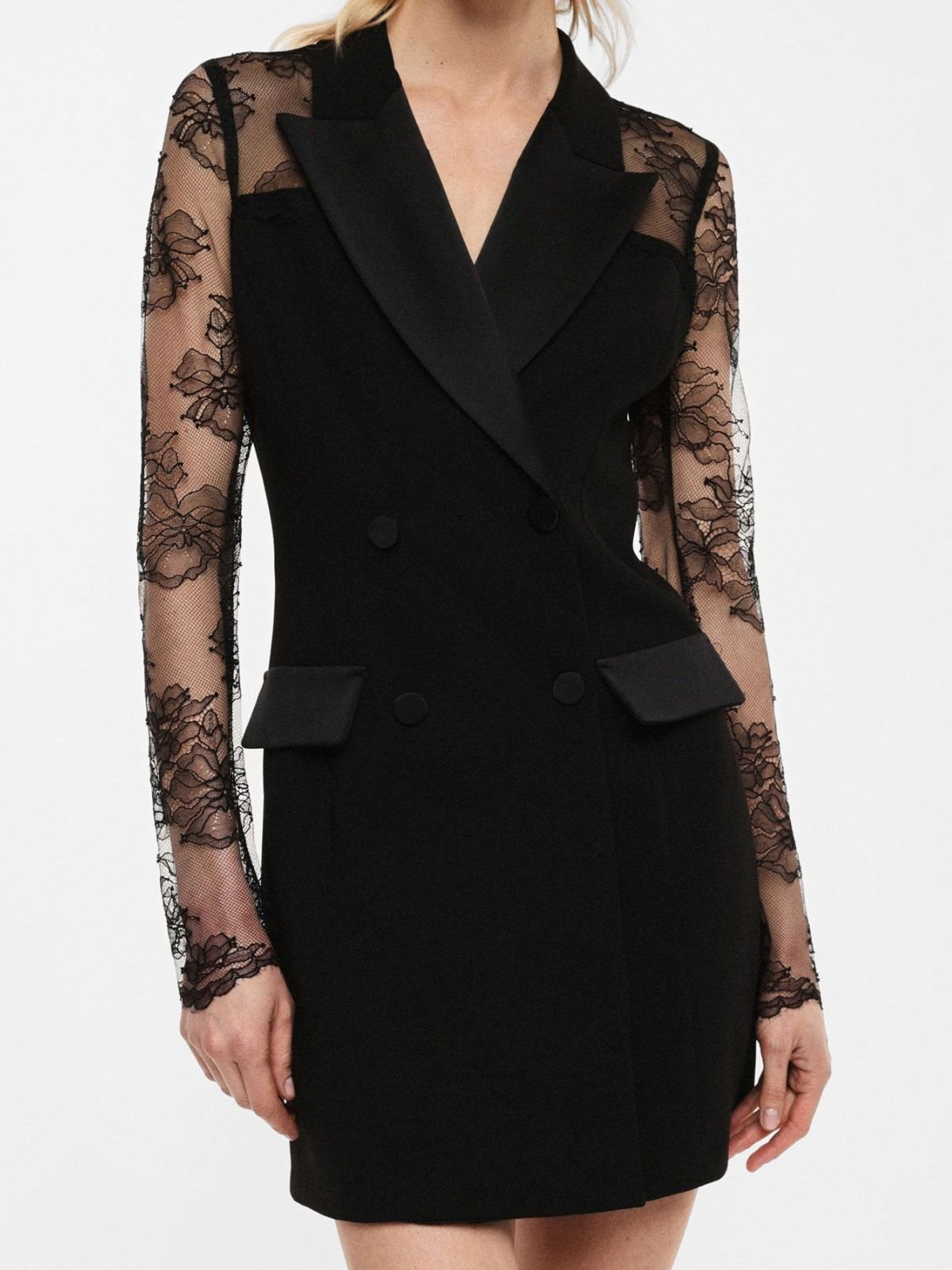 Imperial - Abito corto doppiopetto con maniche in pizzo - Donna - World Fashion