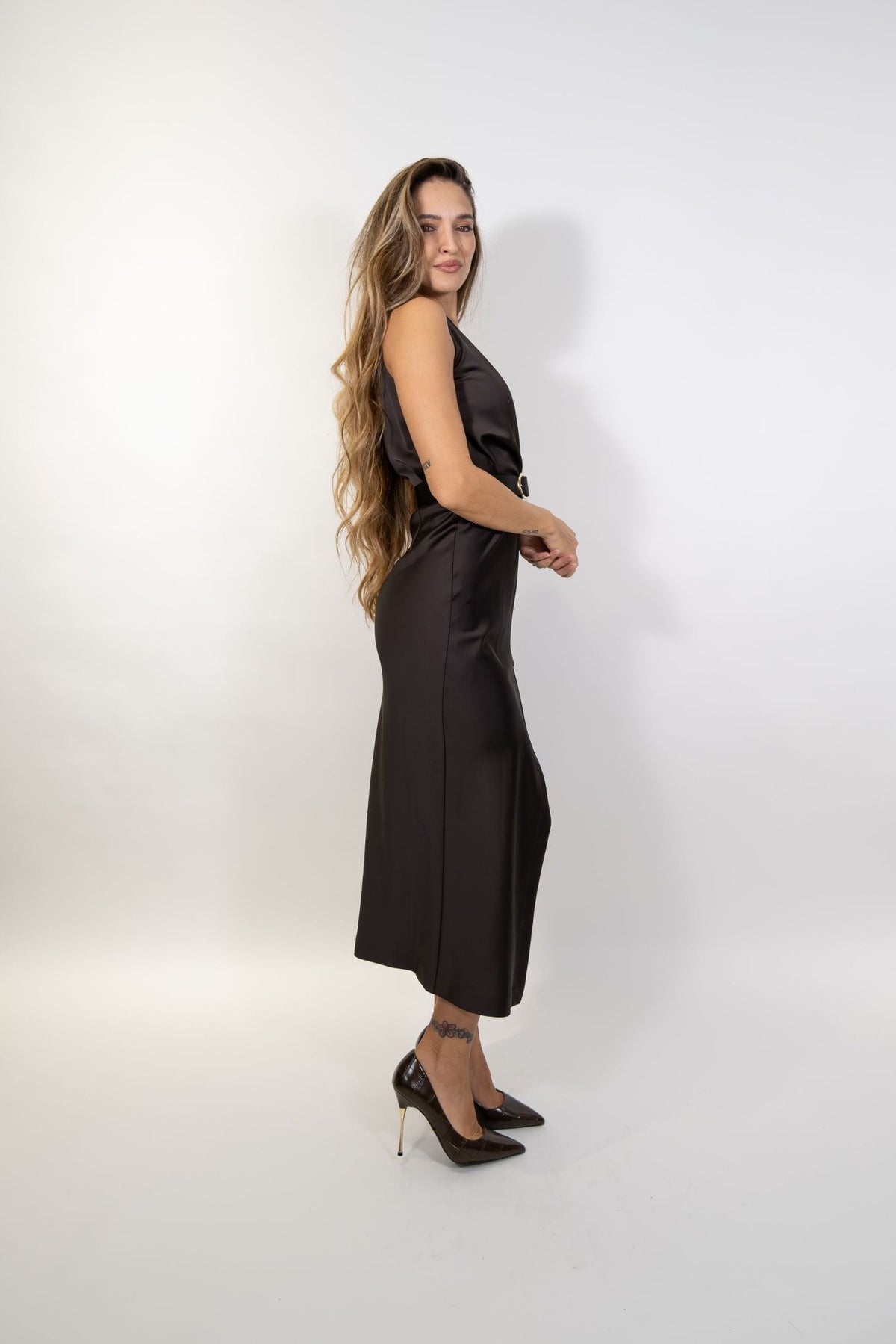 Imperial - Abito lungo scollo a v e cintura - Donna - World Fashion