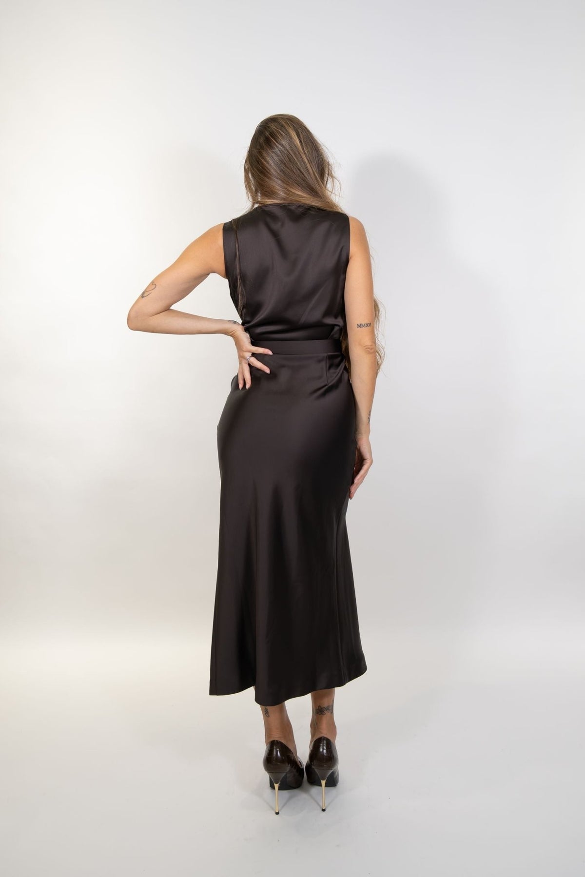 Imperial - Abito lungo scollo a v e cintura - Donna - World Fashion