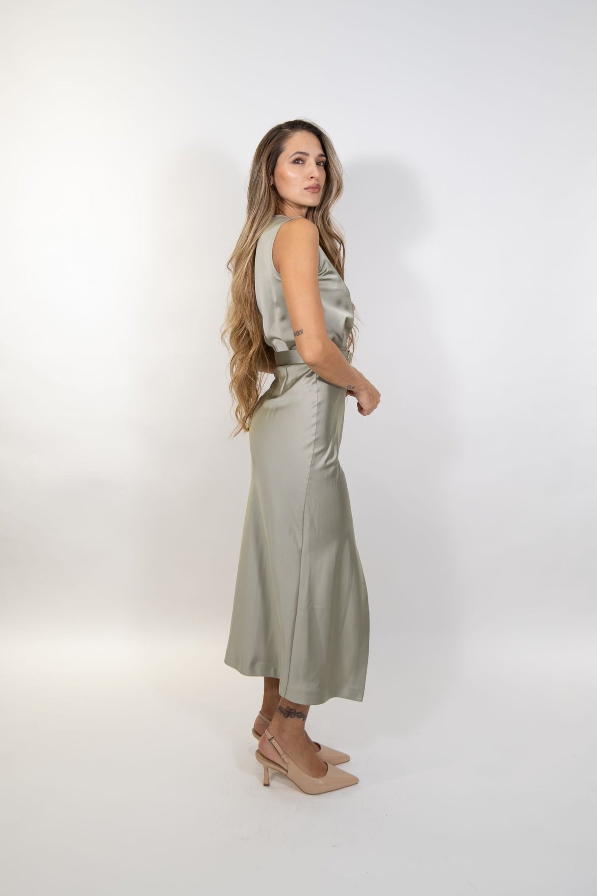 Imperial - Abito lungo scollo a v e cintura - Donna - World Fashion