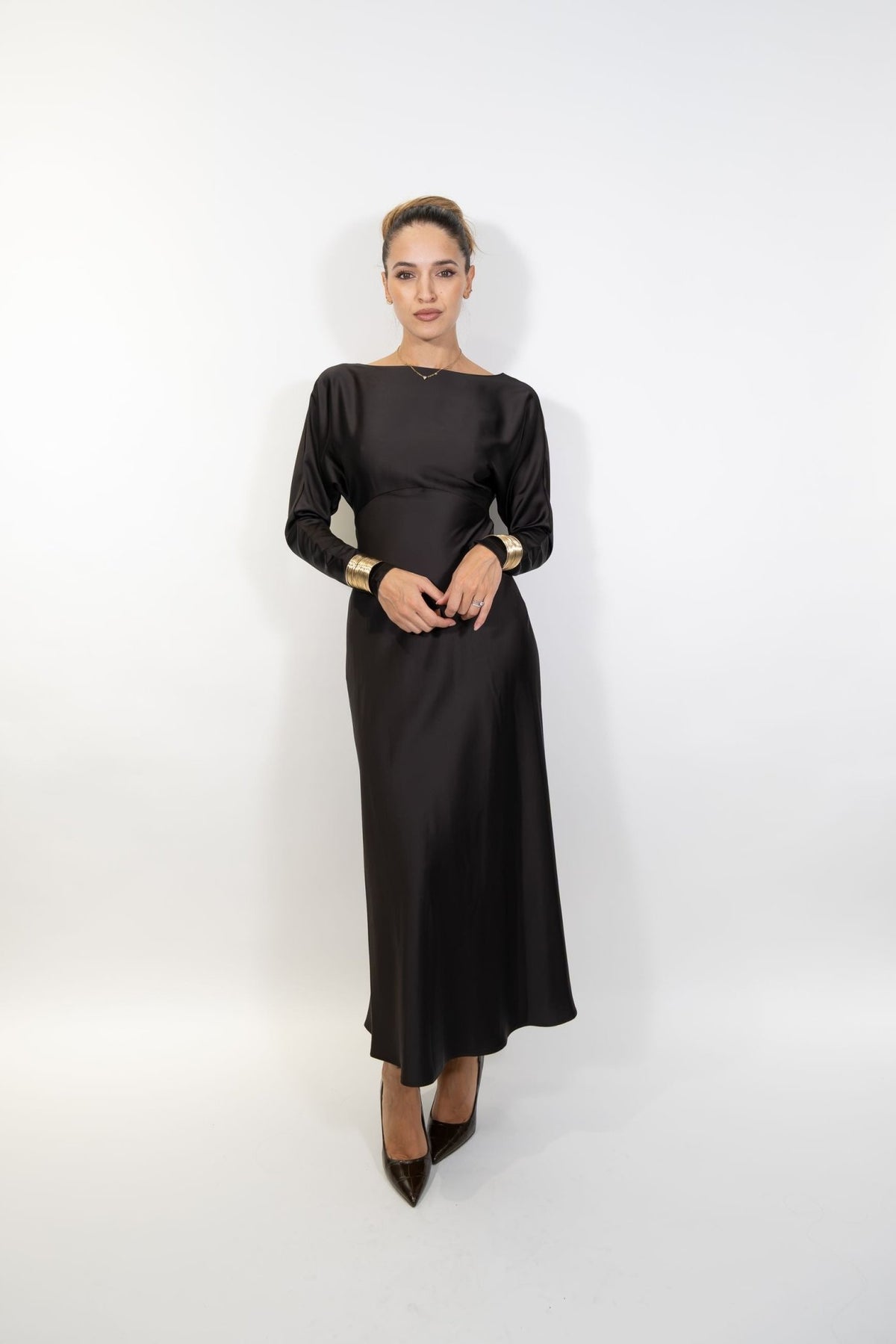 Imperial - Abito lungo scollo barca e maniche gioiello - Donna - World Fashion