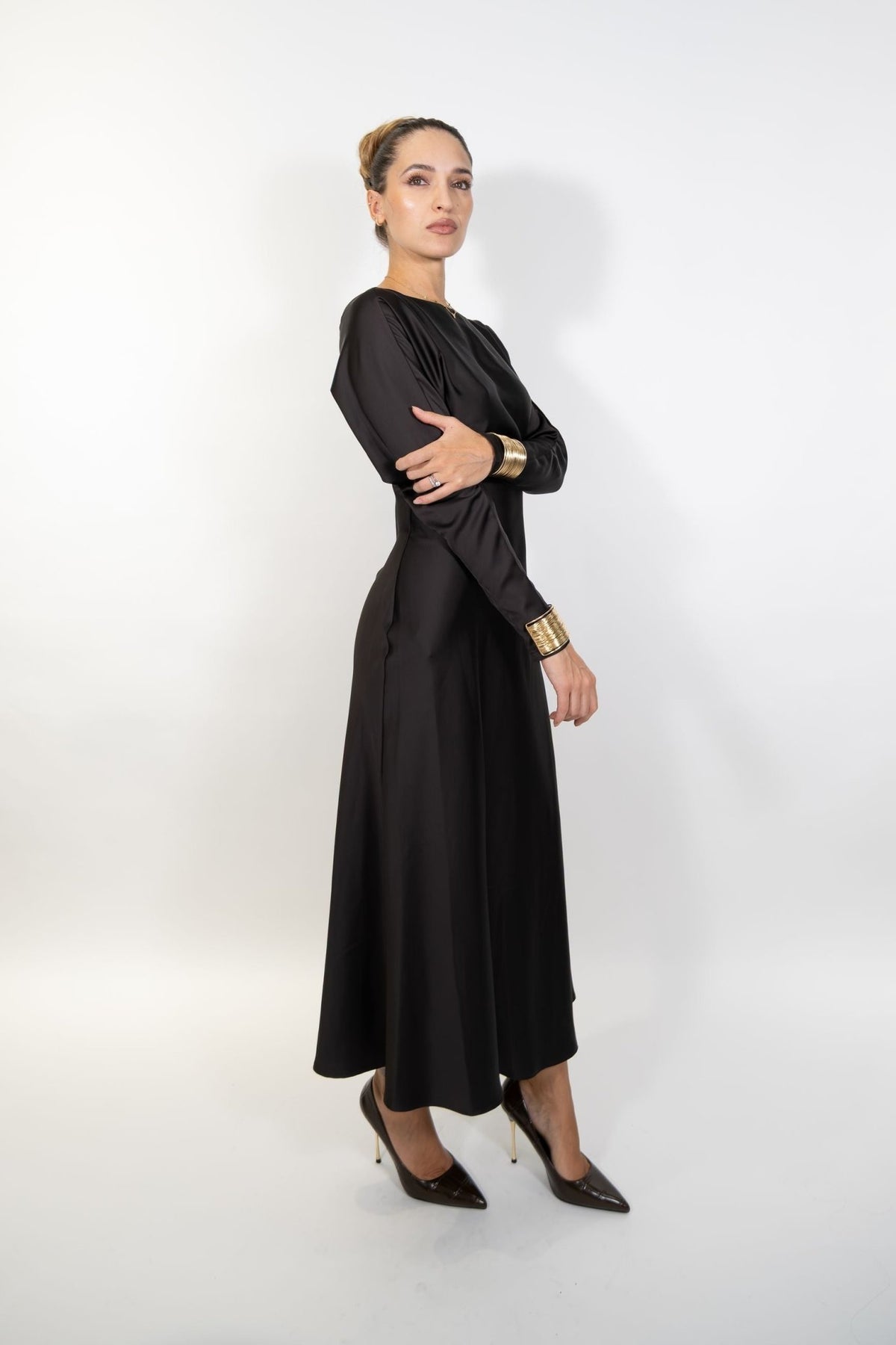 Imperial - Abito lungo scollo barca e maniche gioiello - Donna - World Fashion