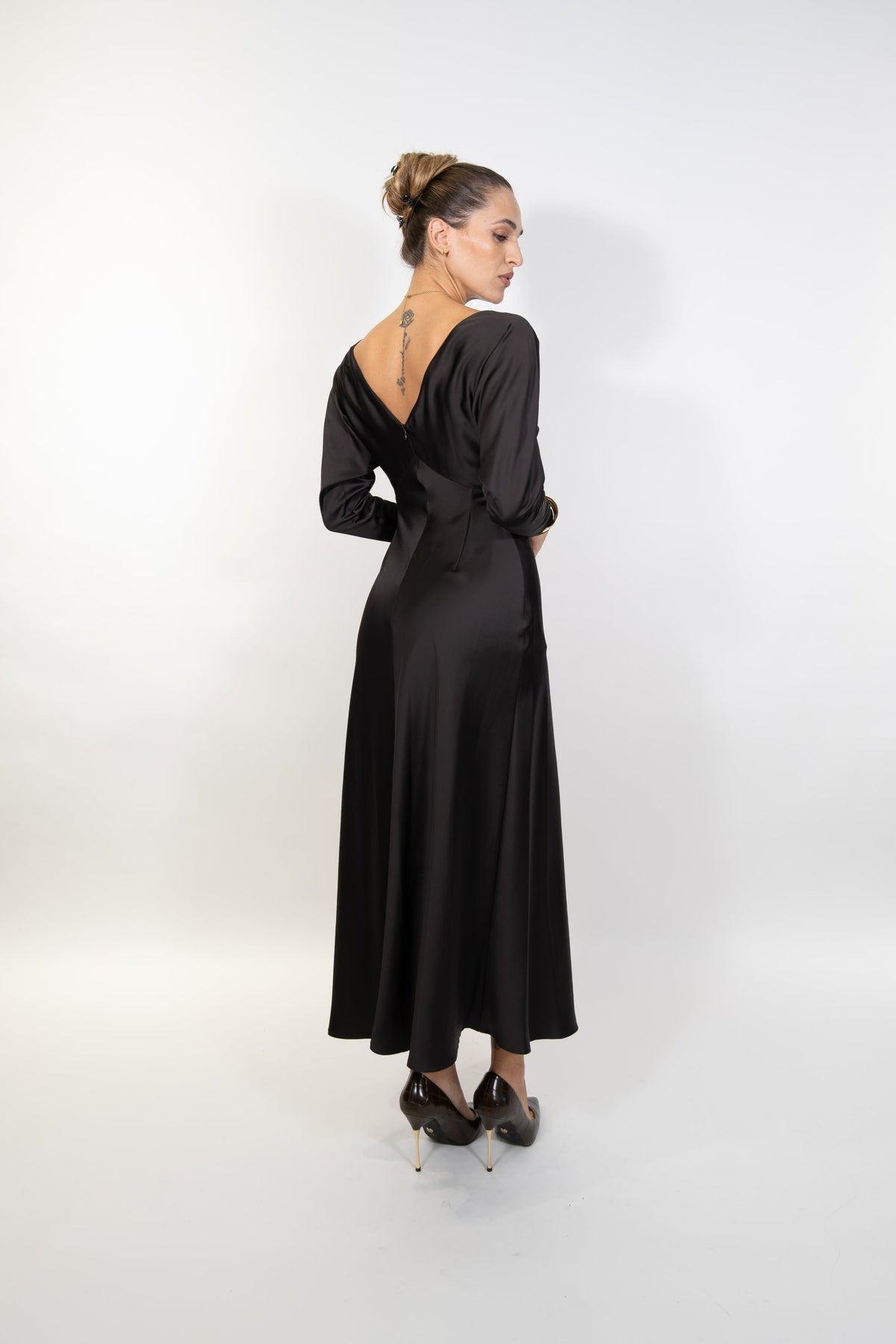 Imperial - Abito lungo scollo barca e maniche gioiello - Donna - World Fashion