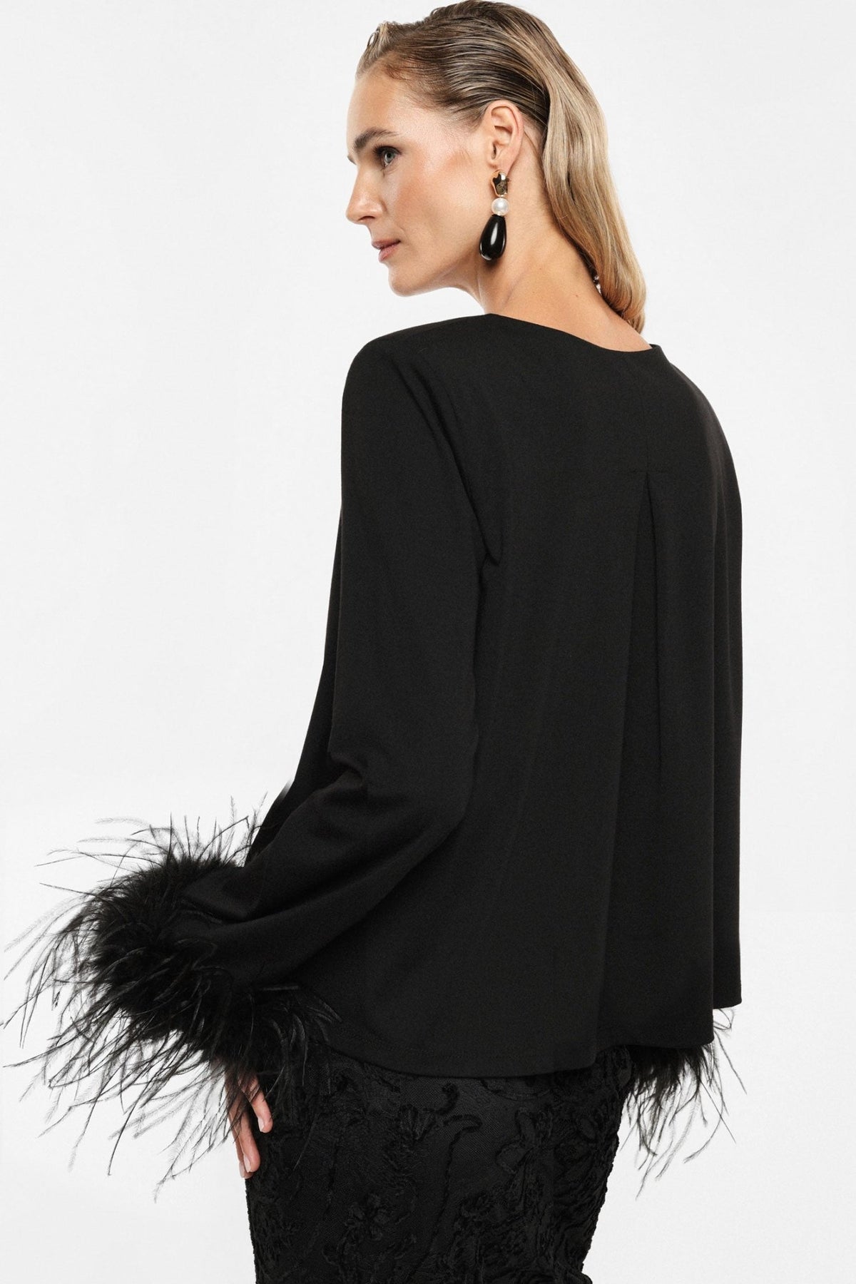 Imperial - Blusa maniche lunghe con inserti piumati - Donna - World Fashion