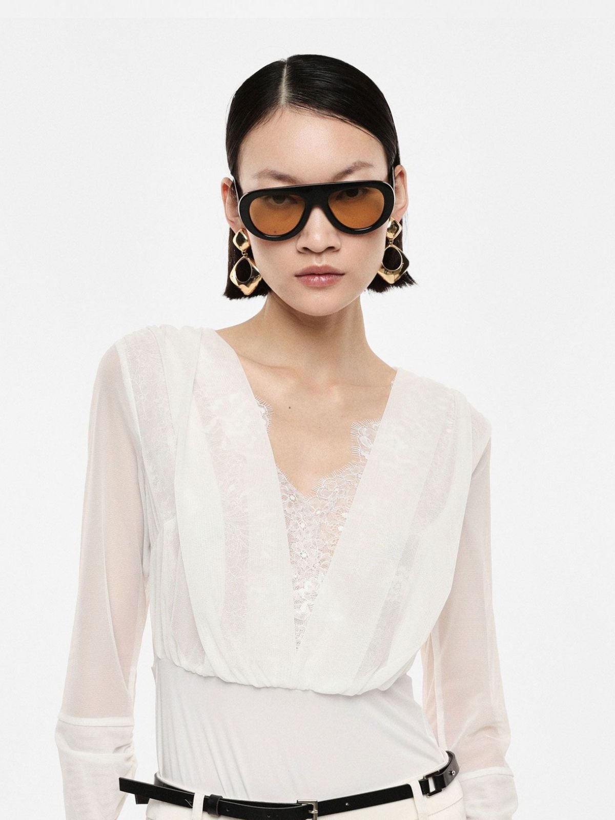 Imperial - Body con scollo a v e maniche trasparenti - Donna - World Fashion