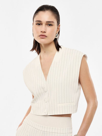 Imperial - Gilet corto a righe con abbottonatura frontale - Donna