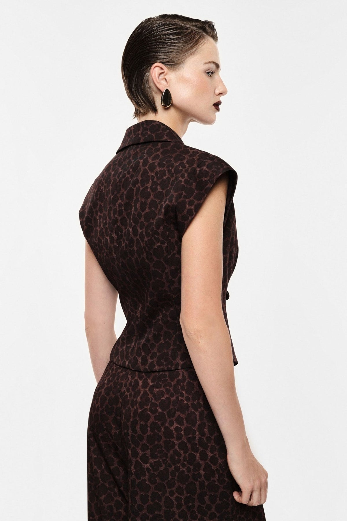 Imperial - Gilet doppio petto stampa animalier spalle strutturate - Donna - World Fashion