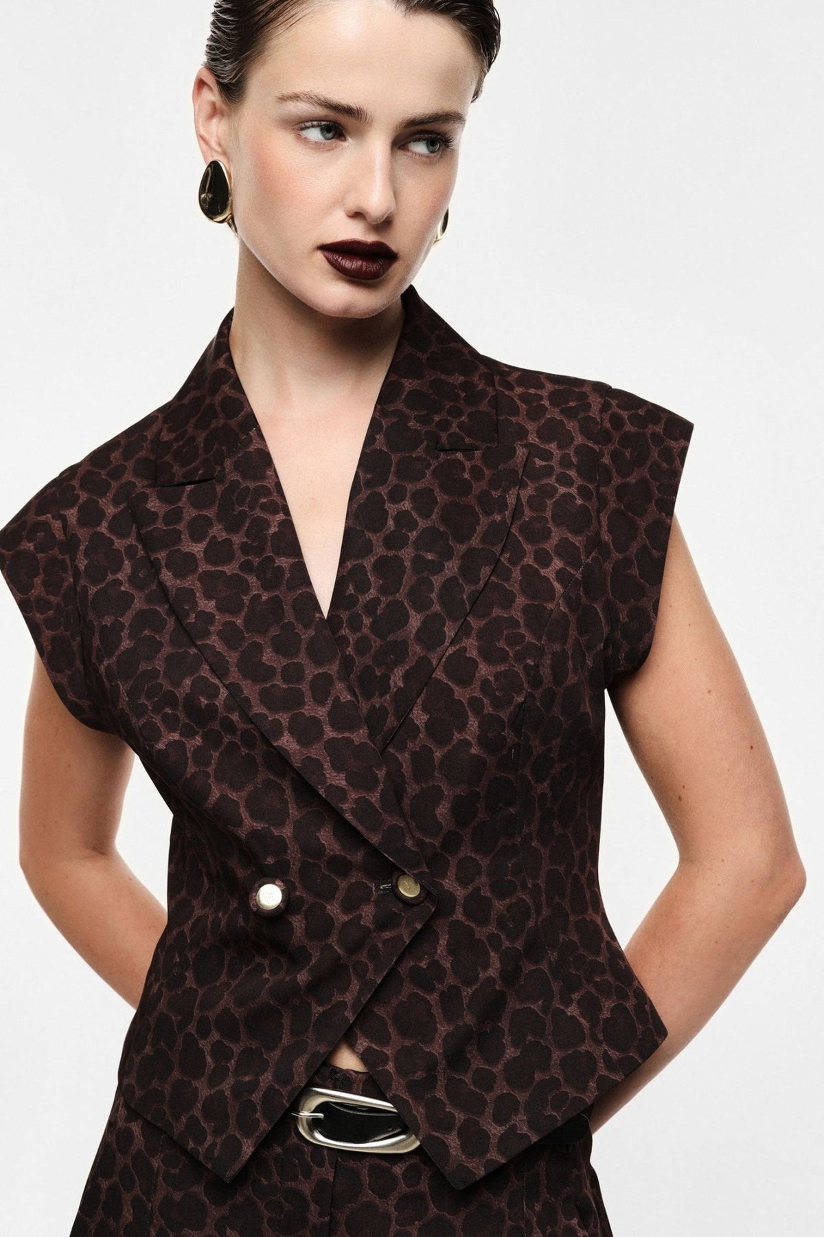 Imperial - Gilet doppio petto stampa animalier spalle strutturate - Donna - World Fashion