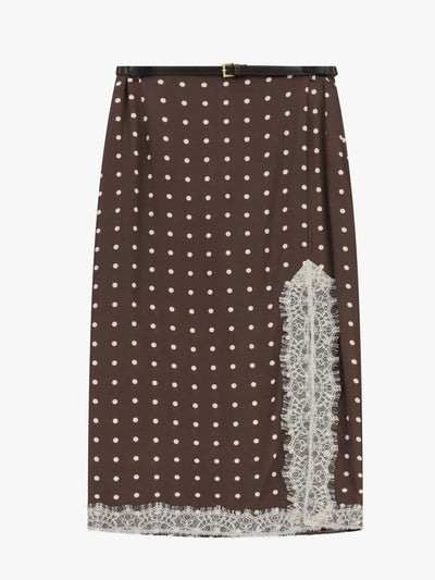 Imperial - Gonna midi a pois con inserti in pizzo e spacco - Donna