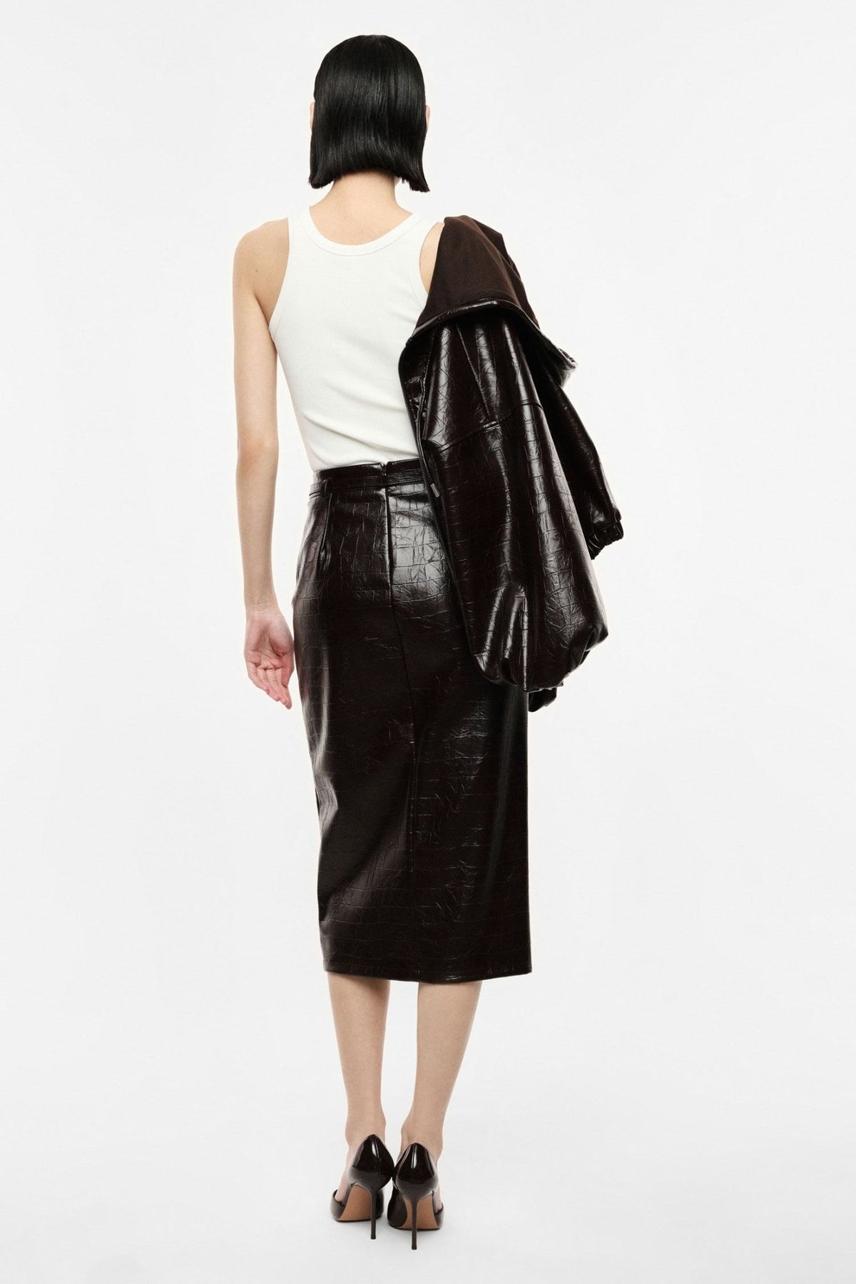 Imperial - Gonna midi a vita alta in similpelle effetto coccodrillo - Donna - World Fashion